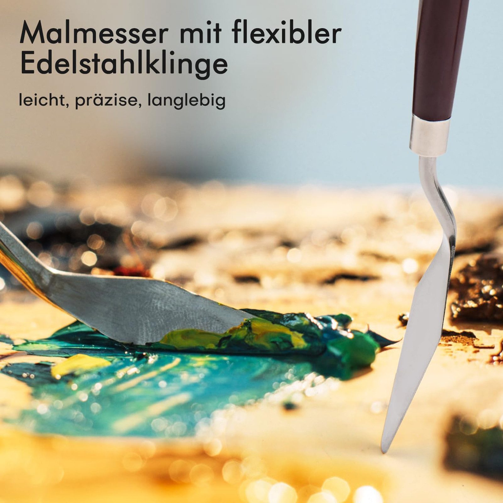 SURFOU Malpinsel pinselset acrylfarben 25-teiliges Künstler Pinselset mit Tasche, Inkl. Malmesser, Synthetik & Birkholzpinsel, ideal für Anfänger & DIY – Bild 4 von 5