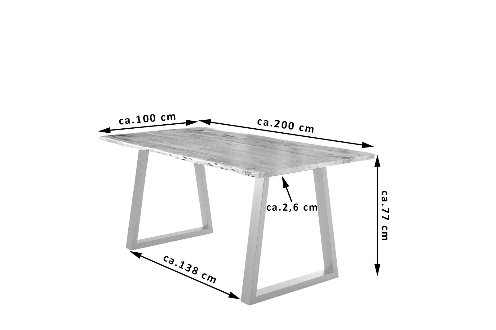 SAM® Baumkantentisch Manel, natürliche Baumkante, naturfarben, Massivholz Akazie, Tischstärke 26mm