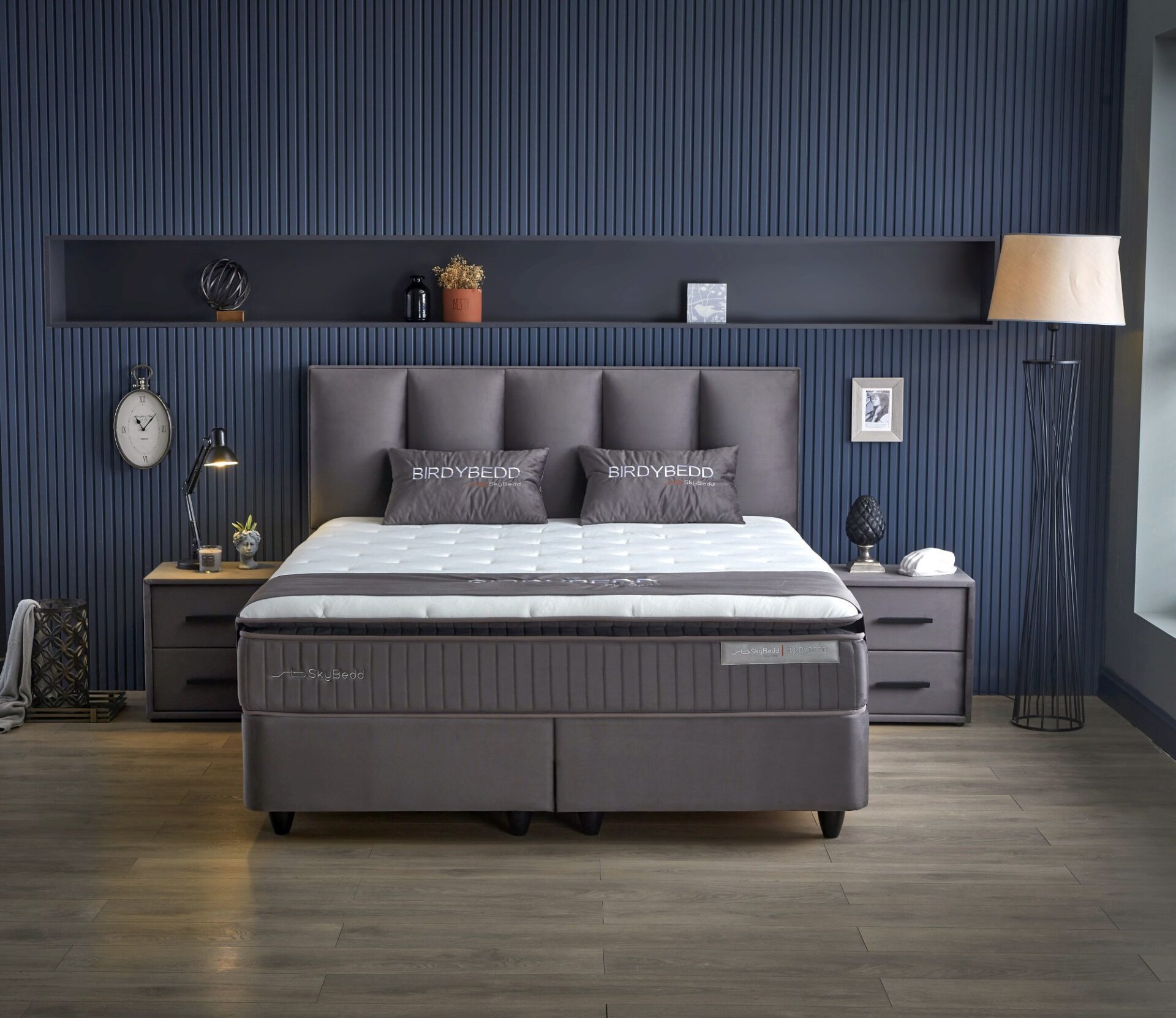 gowoll Boxspringbett BIRDY Bett Set Boxpringbett mit Matratze Stauraumbett Doppelbett (Boxbett Set), Polsterbett Kontinentalbett, dekorativem Kopfteil