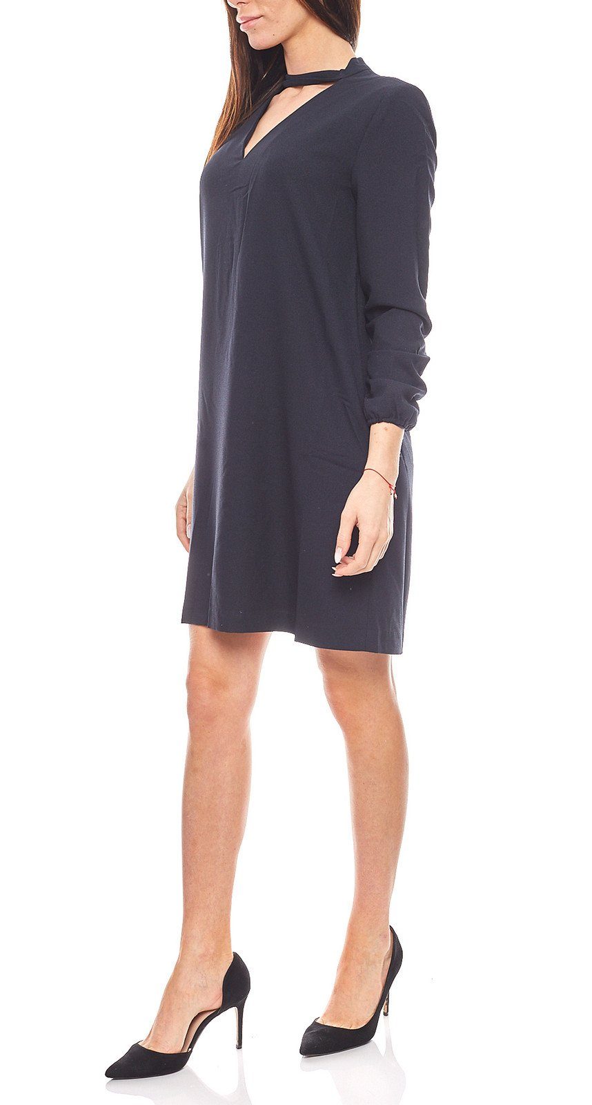 Aniston by BAUR Sommerkleid Aniston Choker-Kleid schlichtes Oberteil Damen  Kleid mit V-Ausschnitt Marine
