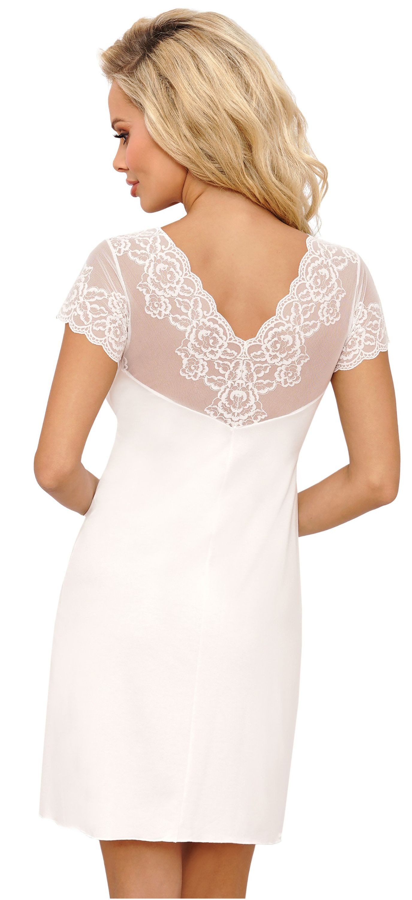 Donna Nachthemd Ivana (Set, 1-tlg., 1-teilig) Damen Sleepshirt ca.90cm Schlafshirt Viskose Kurzarm Spitze