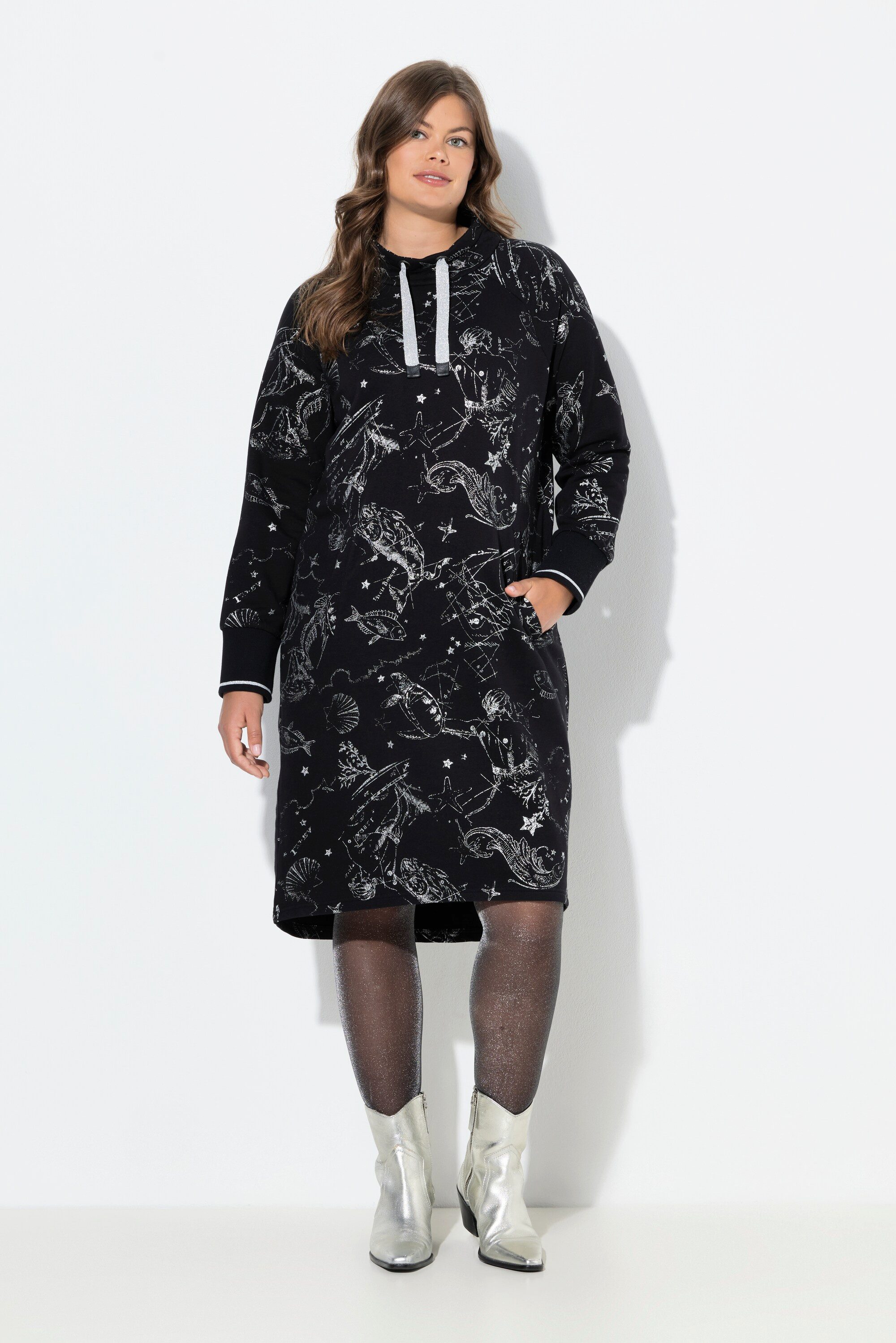 Laurasøn Midikleid Sweatkleid Langarm Leistentaschen