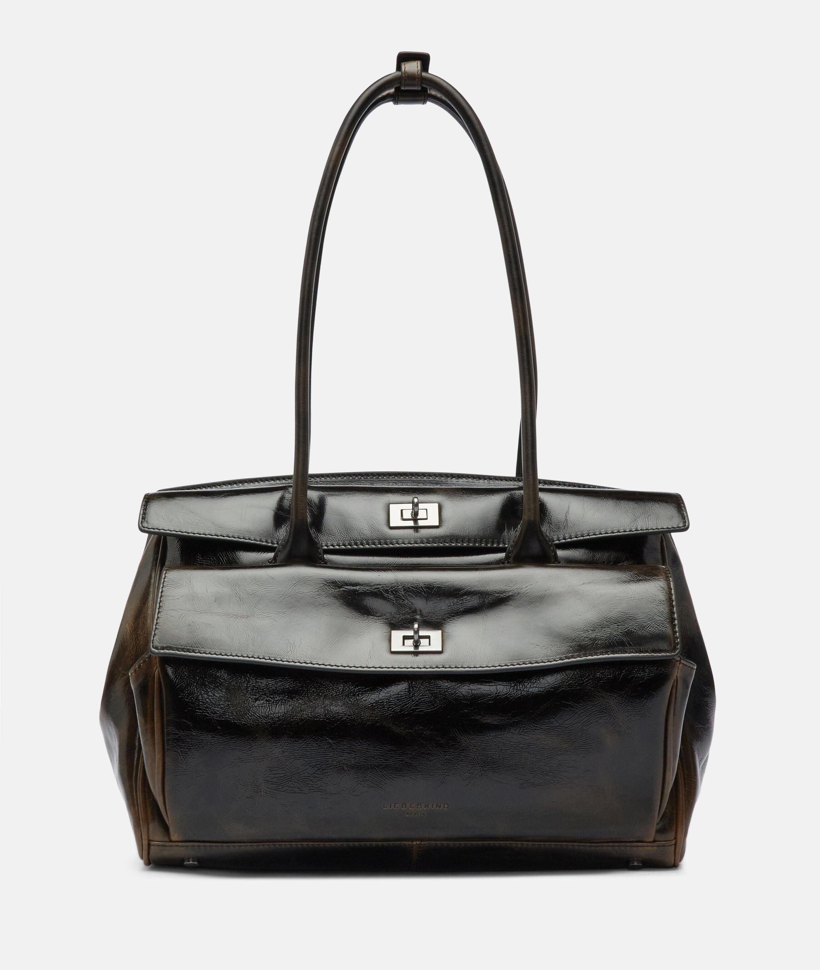 Liebeskind Berlin Schultertasche Satchel, Große Schultertasche aus Rindsleder mit Two-Tone-Effekt