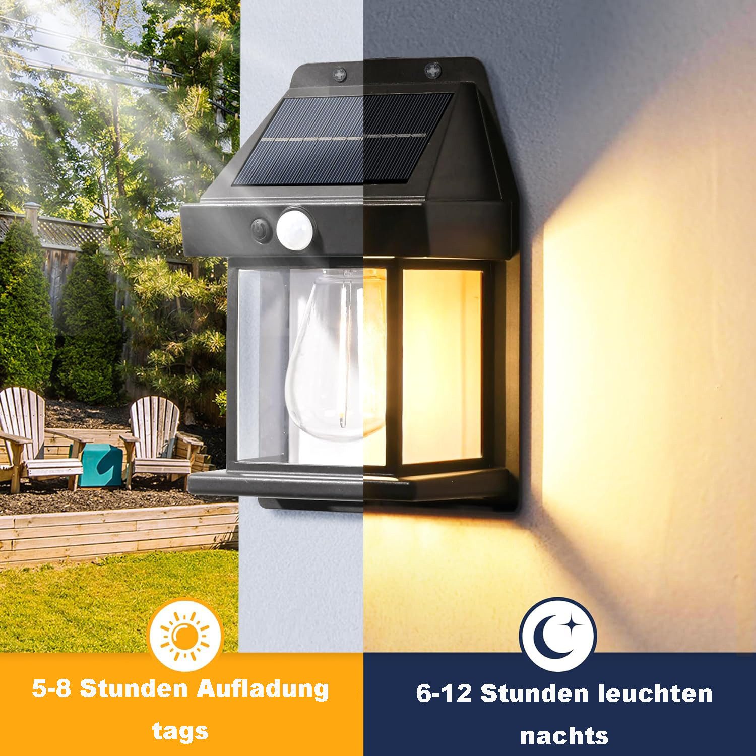 Jibenhome LED Solarleuchte Wandleuchte Außen Bewegungsmelder günstig online kaufen