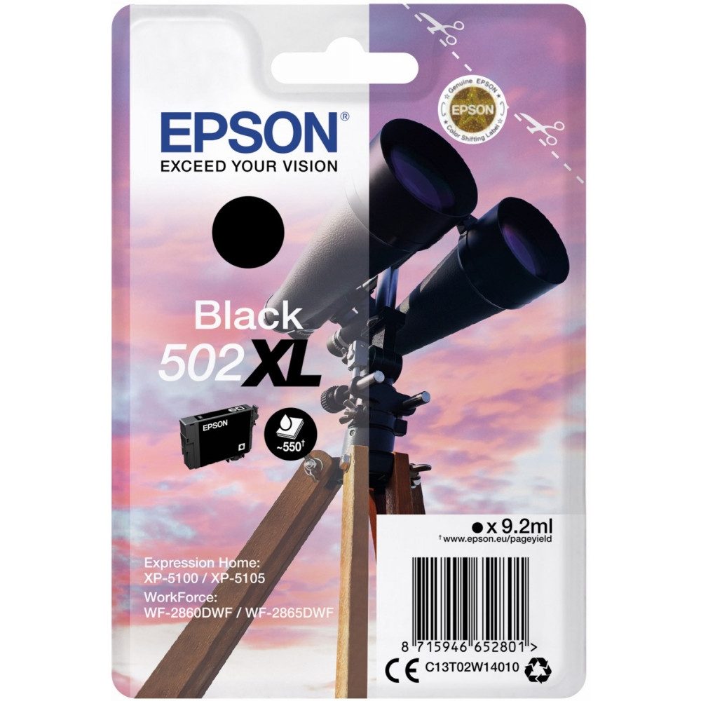 Epson Epson 502XL Tintenpatrone schwarz für Drucker Tintenpatrone (Echt/Original, Zuverlässigkeit bei niedrigen Kosten)