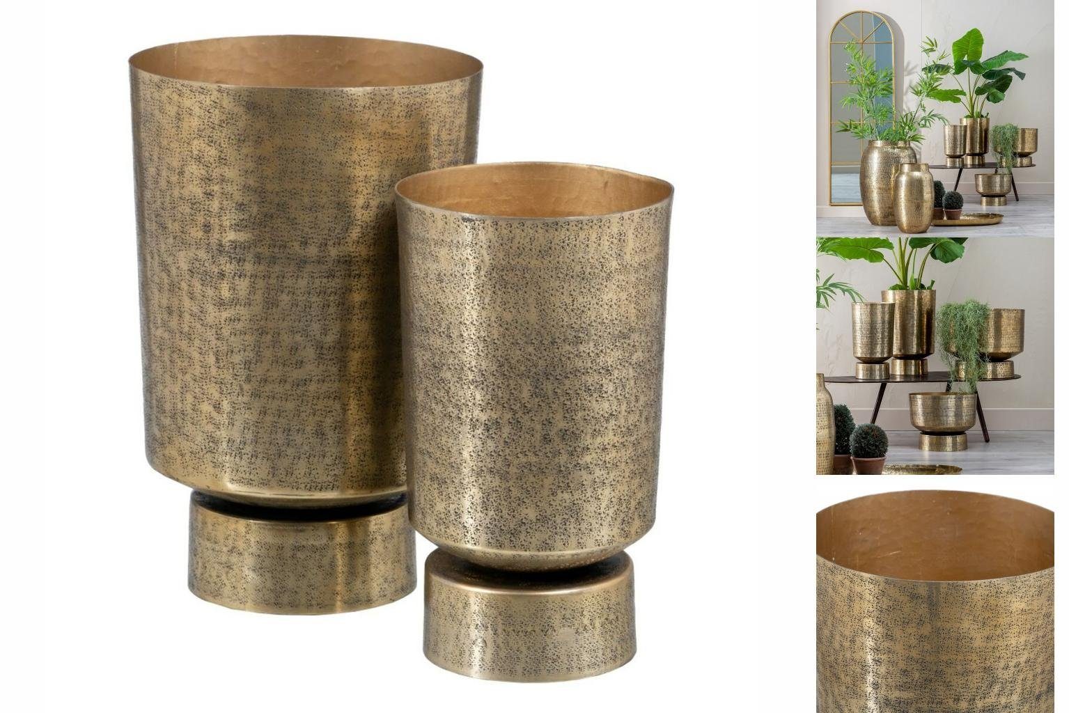 Bigbuy Dekovase Vase Gold 30 x 30 x 48 cm Aluminium 2 Stück