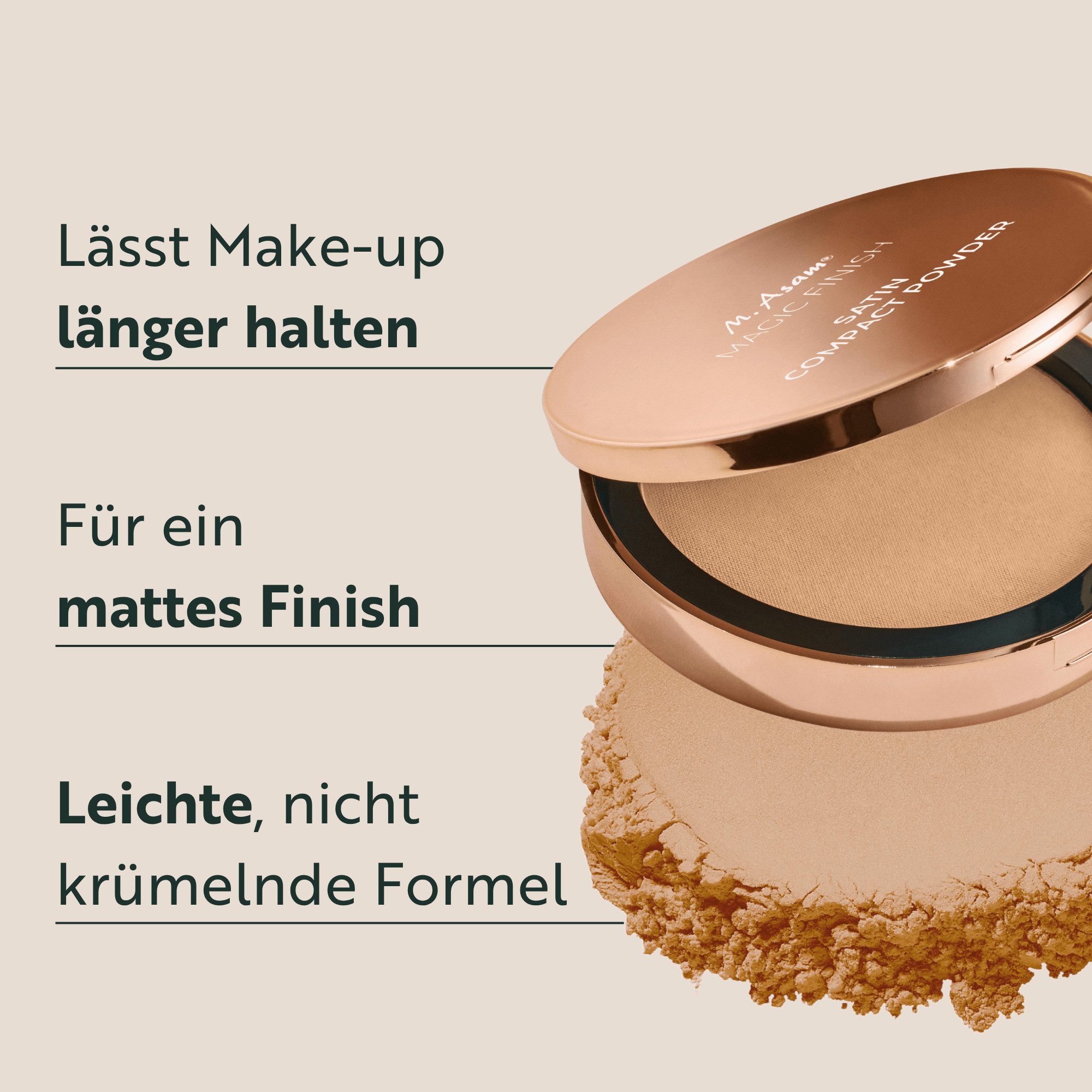 asambeauty Puder Satin Kompaktpuder Nude – Bild 2 von 5