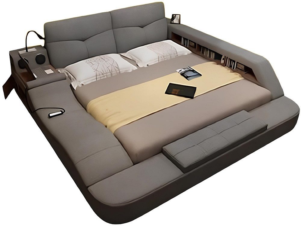 Xlmoebel Multimediabett Exklusives Polsterbett im edlen Lederdesign für erholsame Nächte (1-tlg., Bett), Hergestellt in Europa