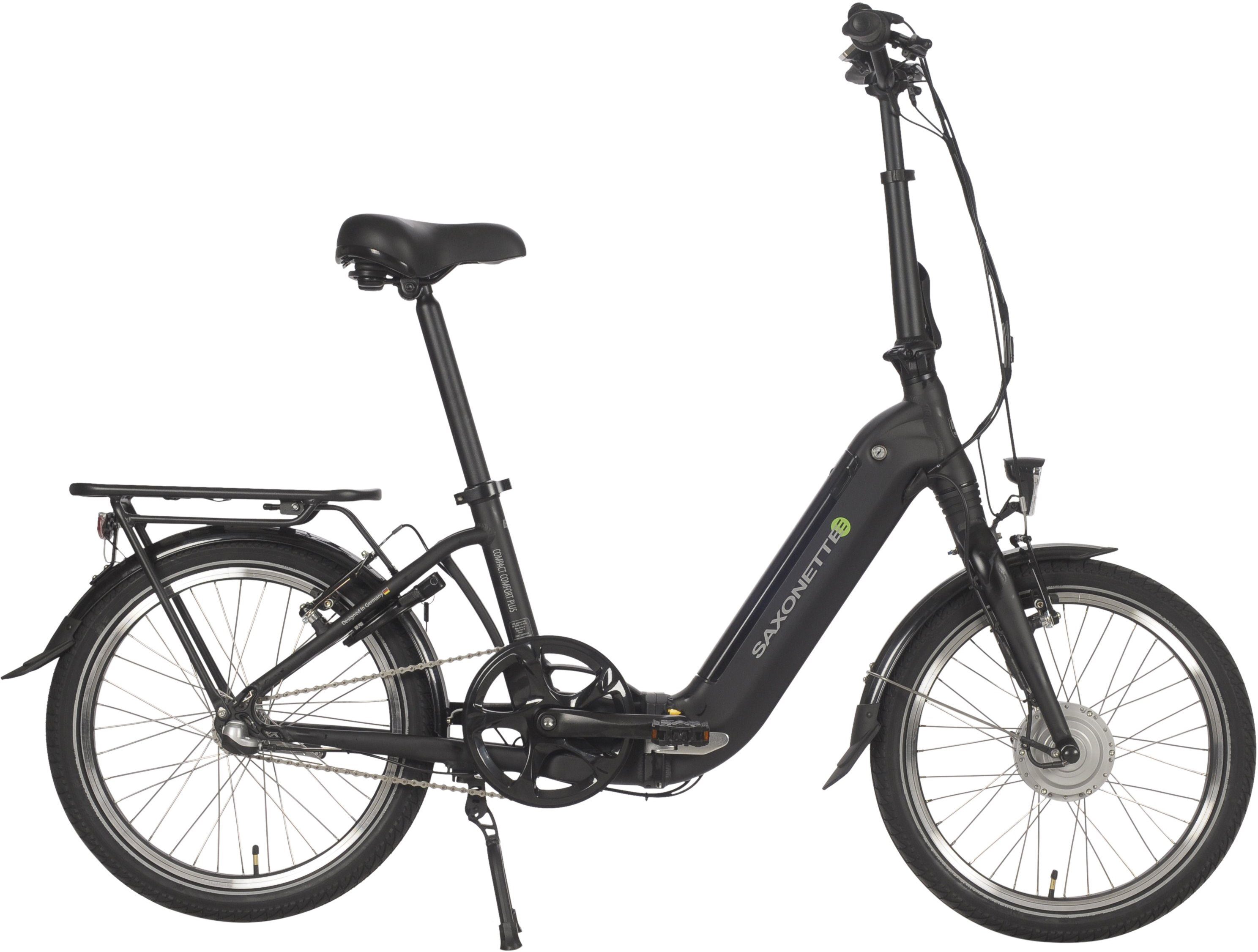 SAXONETTE E-Bike Faltrad Compact Comfort Plus, 3 Gang, Nabenschaltung, Frontmotor, 360 Wh, (mit Akku-Ladegerät), Pedelec, Elektrofahrrad für Damen u. Herren