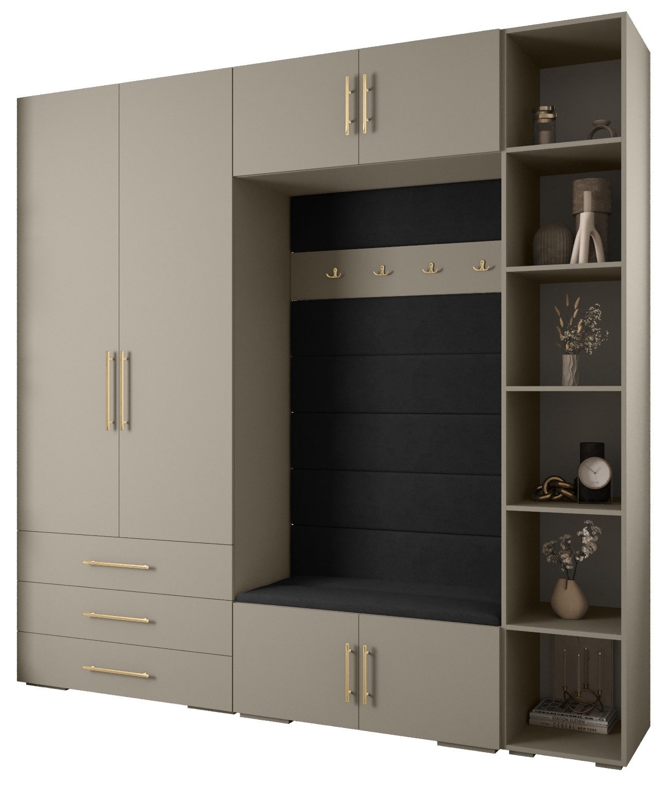 ABIKS MÖBEL Kompaktgarderobe INOVA 3 SATZ 10 Möbelset, Garderobe mit Kleiderstange und Regalen
