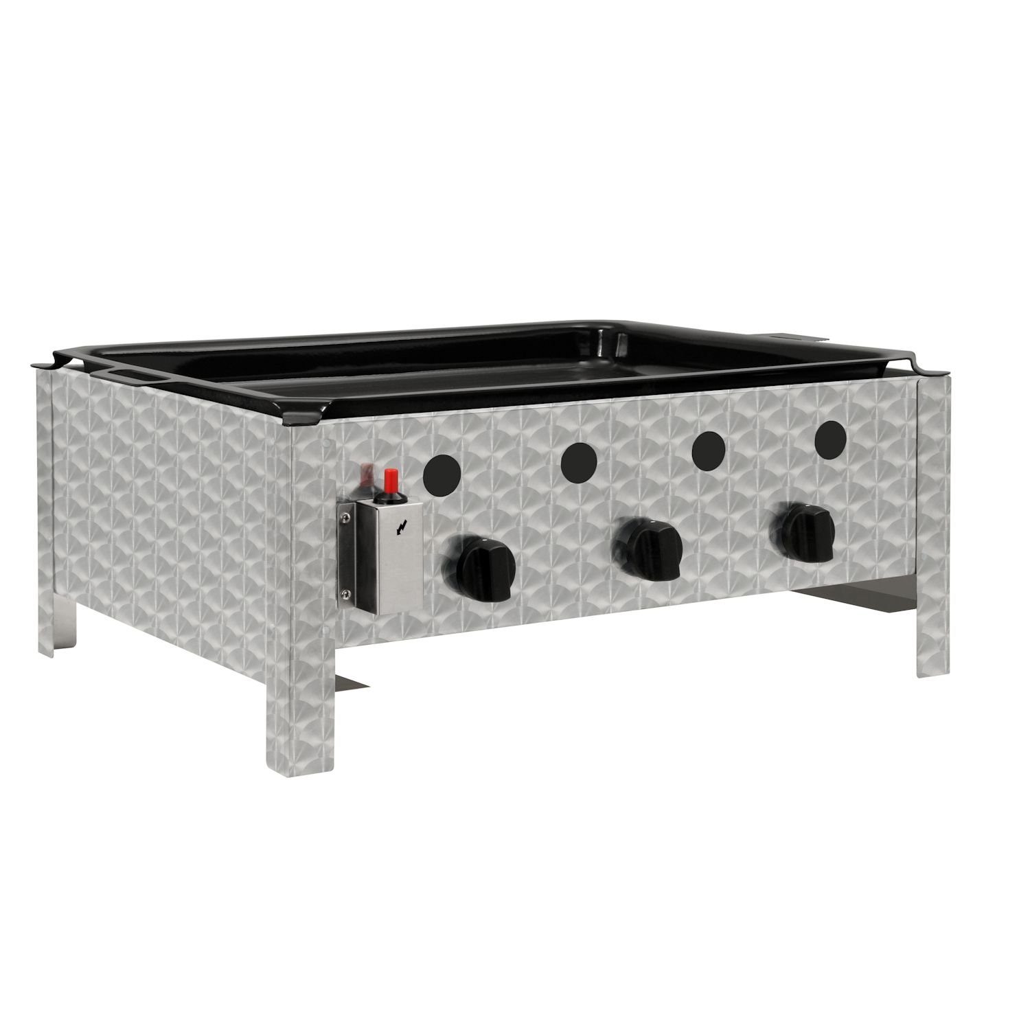BBQ-Toro Gasgrill Edelstahl Gastrobräter 3-flammig, 64 x 52 x 27 cm, Gastrogasgrill