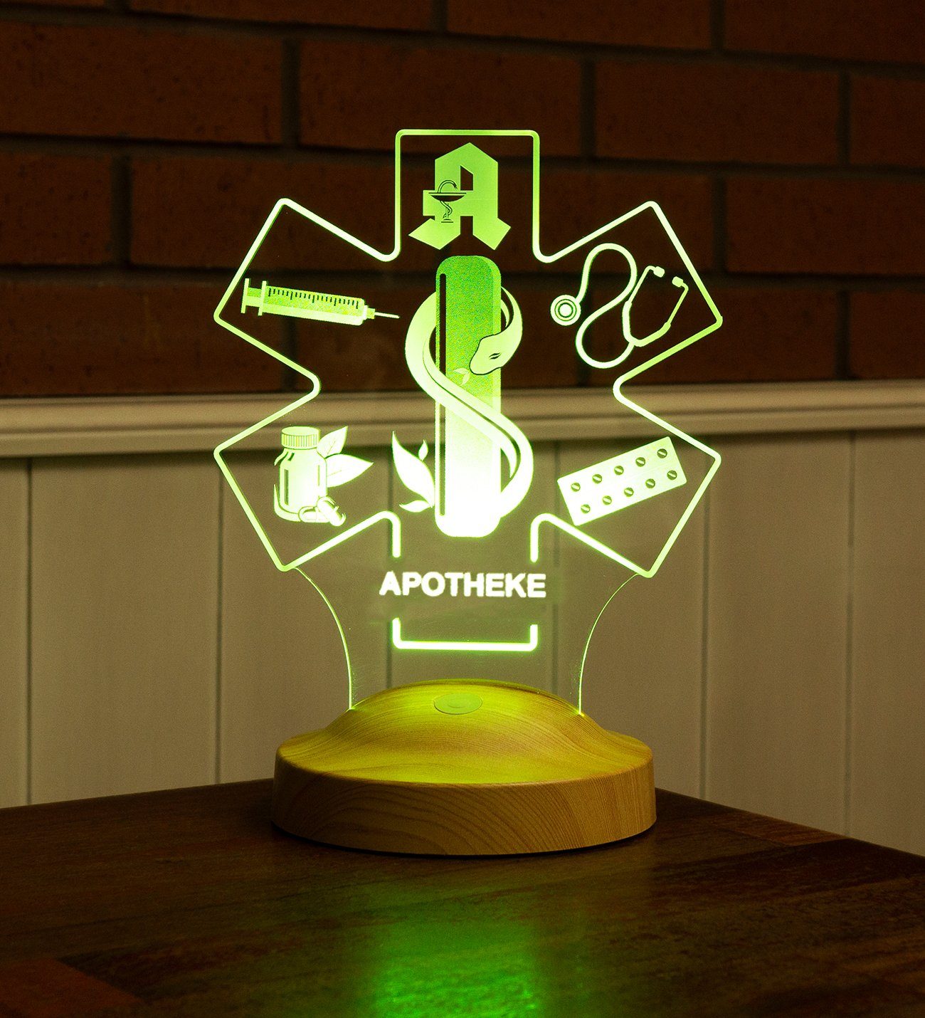 für 3D Berufseinstieg Apotheker integriert, Leuchte Geschenk, Bürolicht Geschenkelampe Nachttischlampe Farben Apothekerin, LED fest 7 Geschenk Abschluß