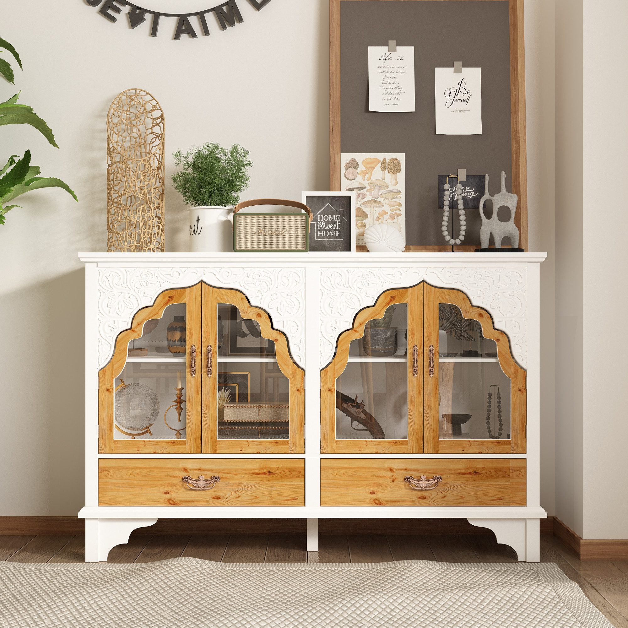 FUFU&GAGA Sideboard Komodenschrank mit 4 Türen günstig online kaufen