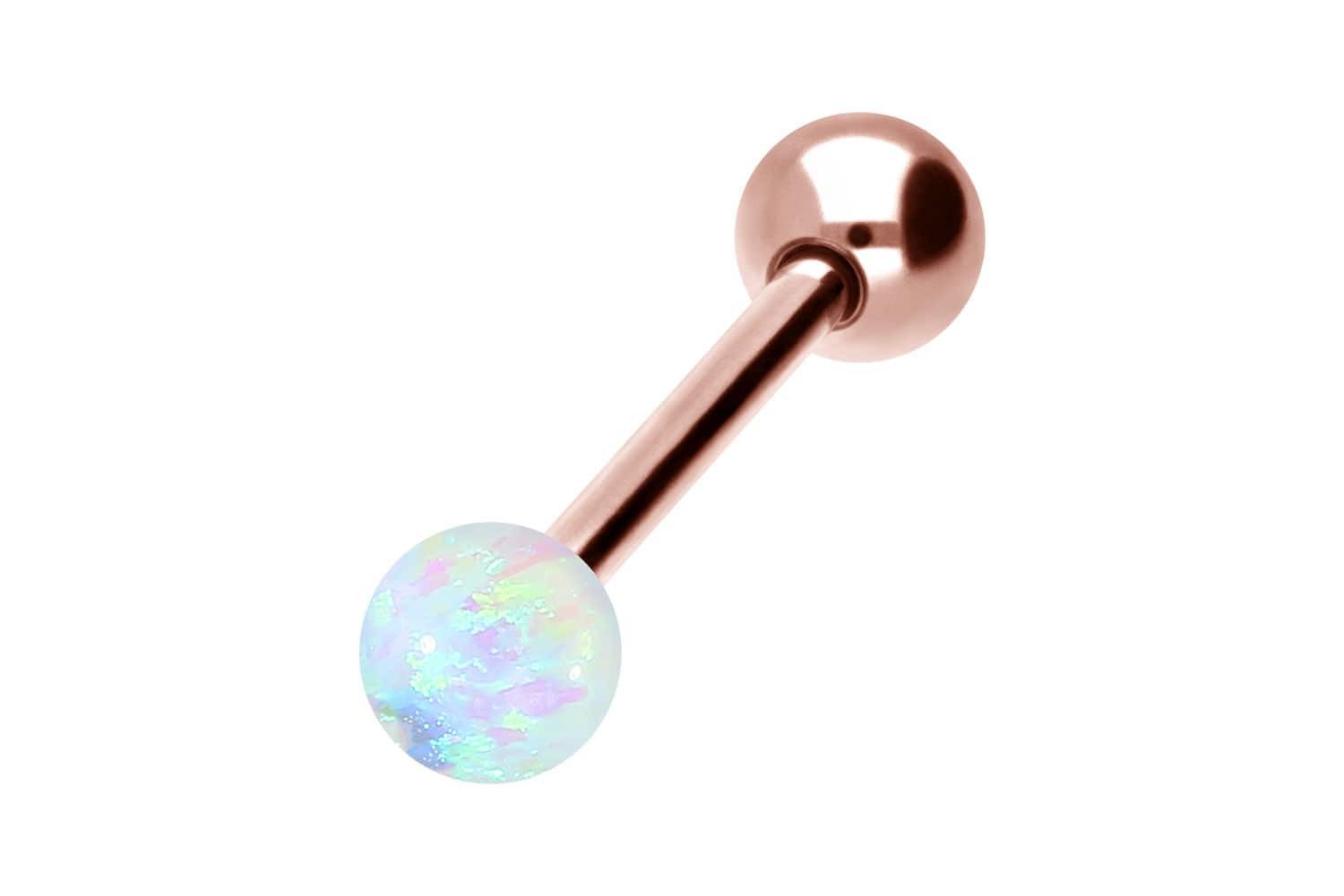 Brustwarzenpiercing Titan Barbell SYNTHETISCHER OPAL + TITAN-KUGEL