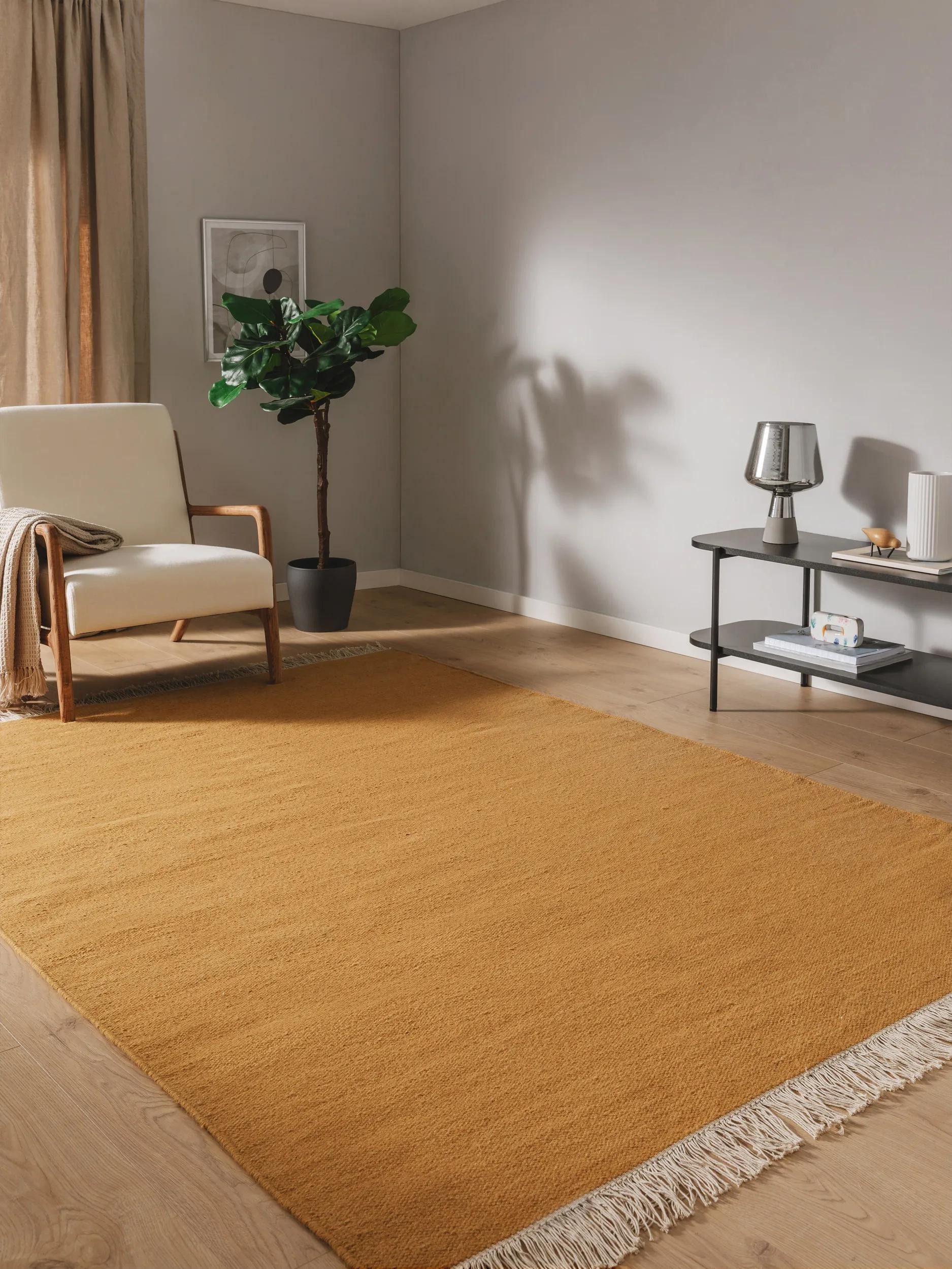 benuta Wollteppich Liv, rechteckig, Höhe: 5 mm, Teppich Wohnzimmer, Schlafzimmer, Esszimmer, Flur, Kunstfaser, Cozy