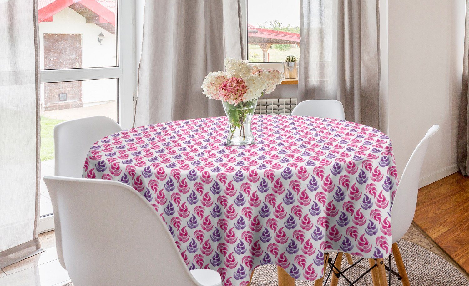 Kreis Tischdecke Küche Abakuhaus Abdeckung Esszimmer Motive Tischdecke für Dekoration, Blumenhandmade Aquarell