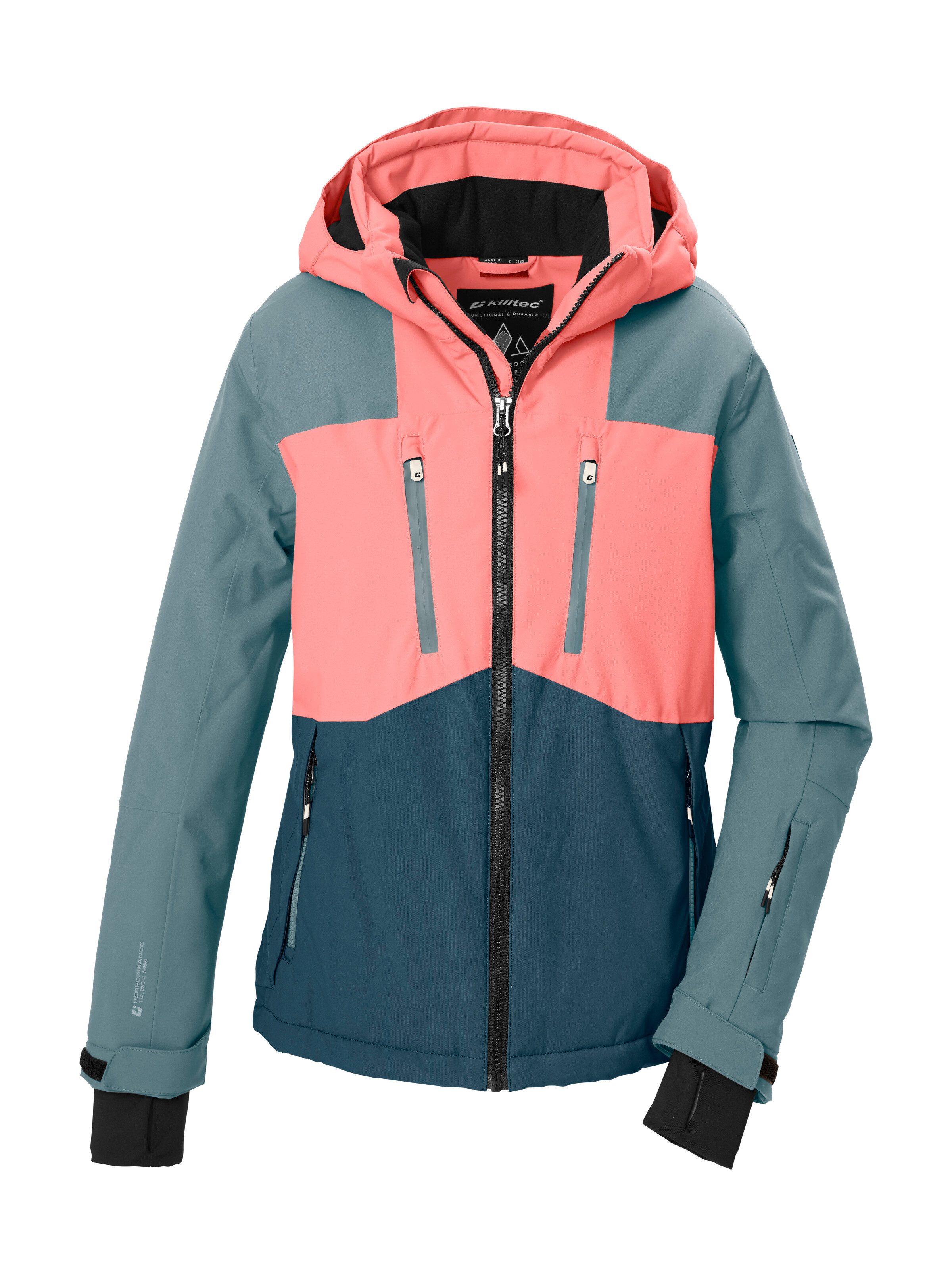 Killtec Skijacke KSW 191 GRLS SKI JCKT Wind- und wasserdichte Kinder Skijacke mit Colourblock Design