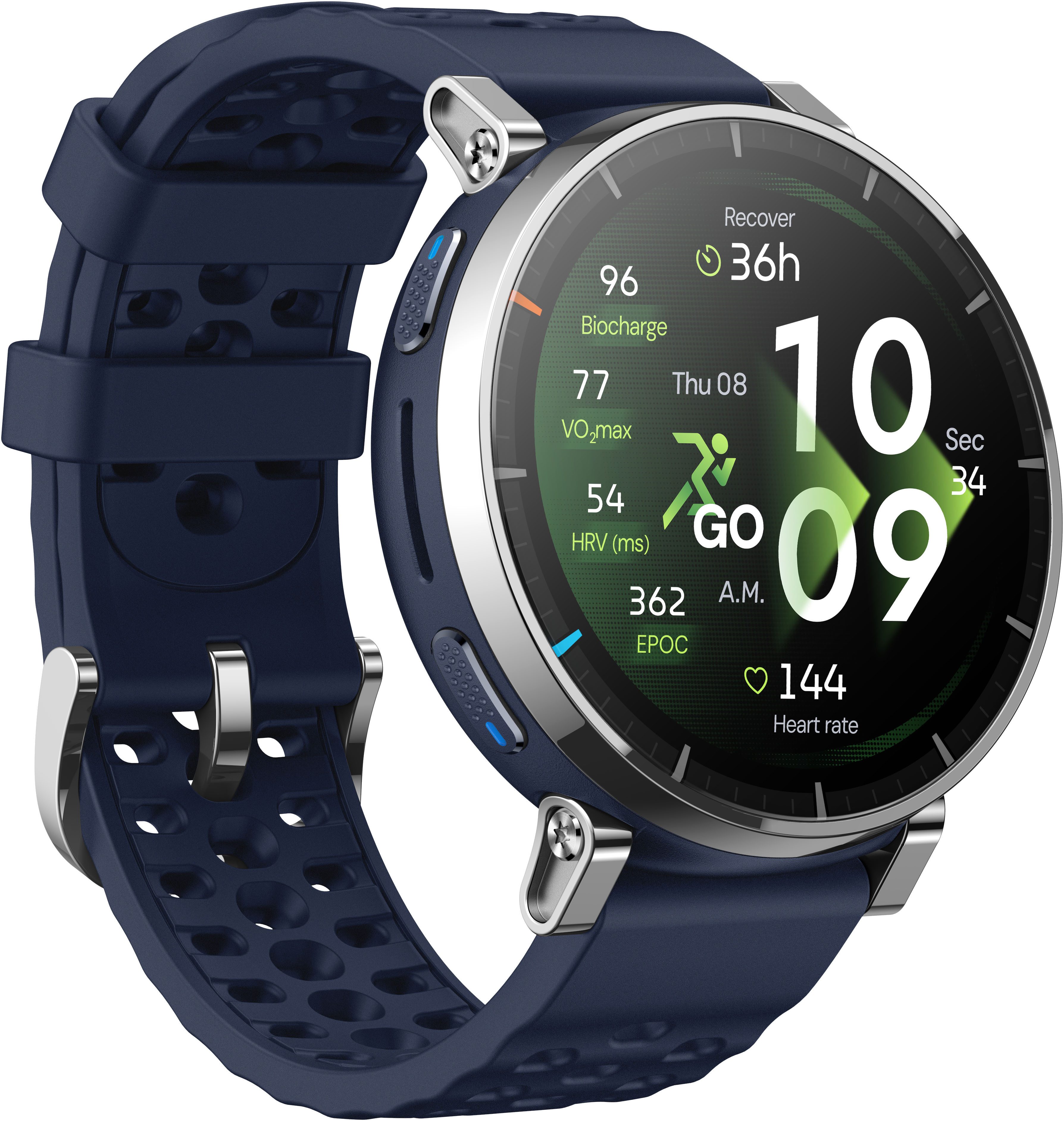 Amazfit Active 3 Premium Smartwatch (1,32 Zoll, Amazfit OS), Hyrox Race Mode blau