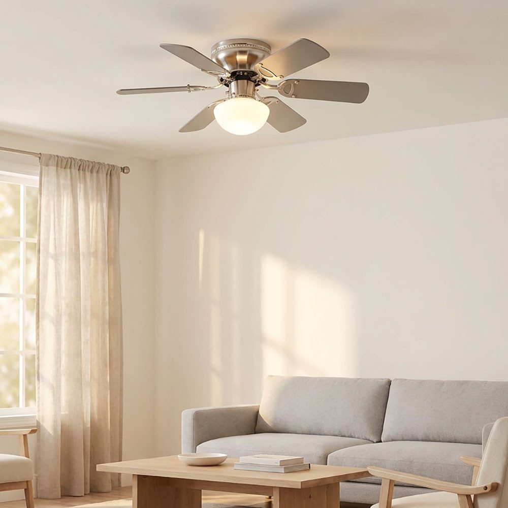 GLOBO LIGHTING Deckenventilator, LED Deckenventilator mit Beleuchtung und Zugschalter 3 Stufen 76x28cm