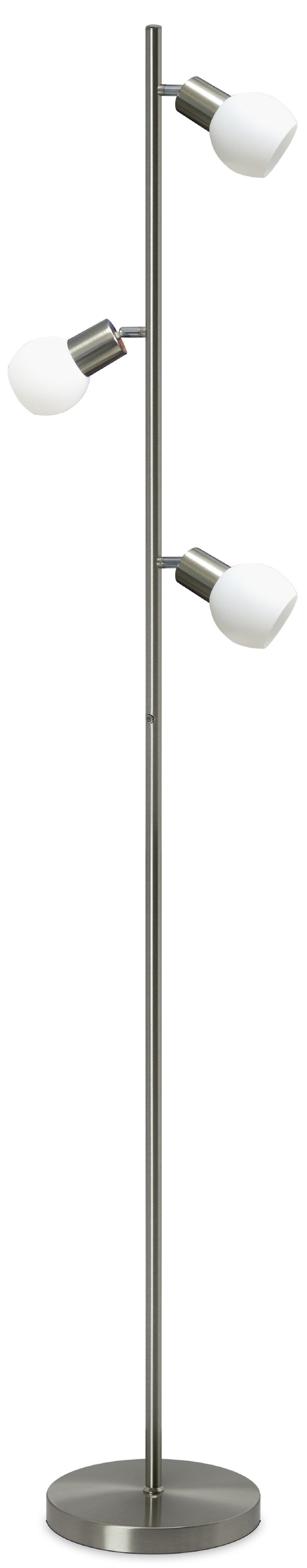 TRANGO LED Stehlampe, 1520 LED Standlampe 3-flammig mit LED Modulen Serie EARTH 12 Watt I in 3 Stufen dimmbar satinierte Echtglas-Schirme - Höhe ca. 1700mm schwenk- und drehbar, modern & chic I Stehleuchte I Standleuchte