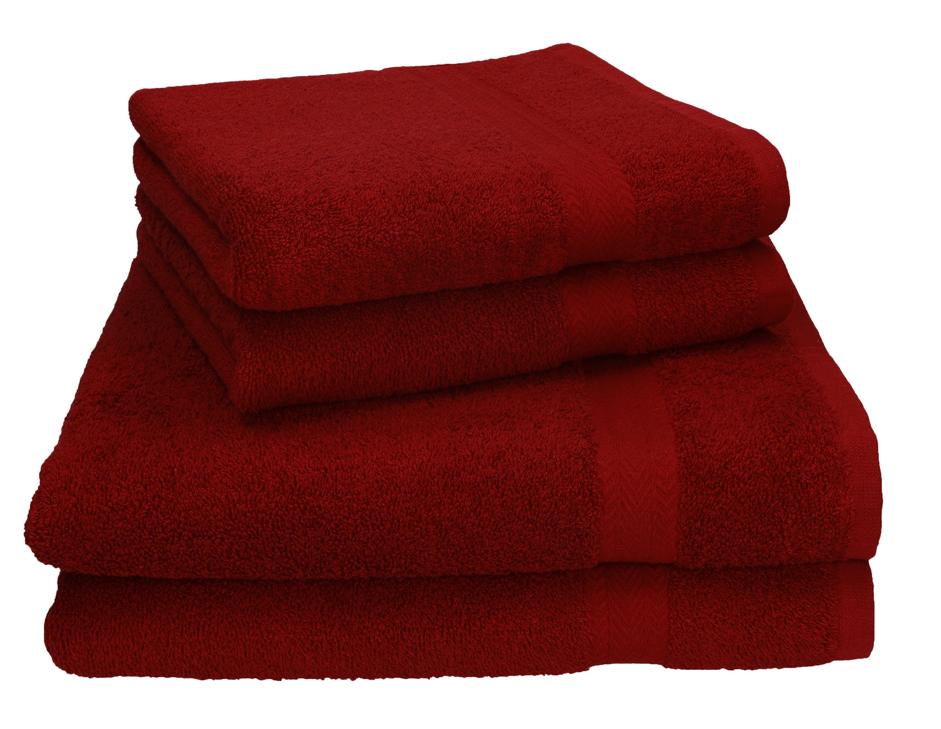 Betz Handtuch Set 4-tlg. PREMIUM 2 Handtücher und 2 Duschtücher, 100% Baumwolle, (4-tlg) rubinrot