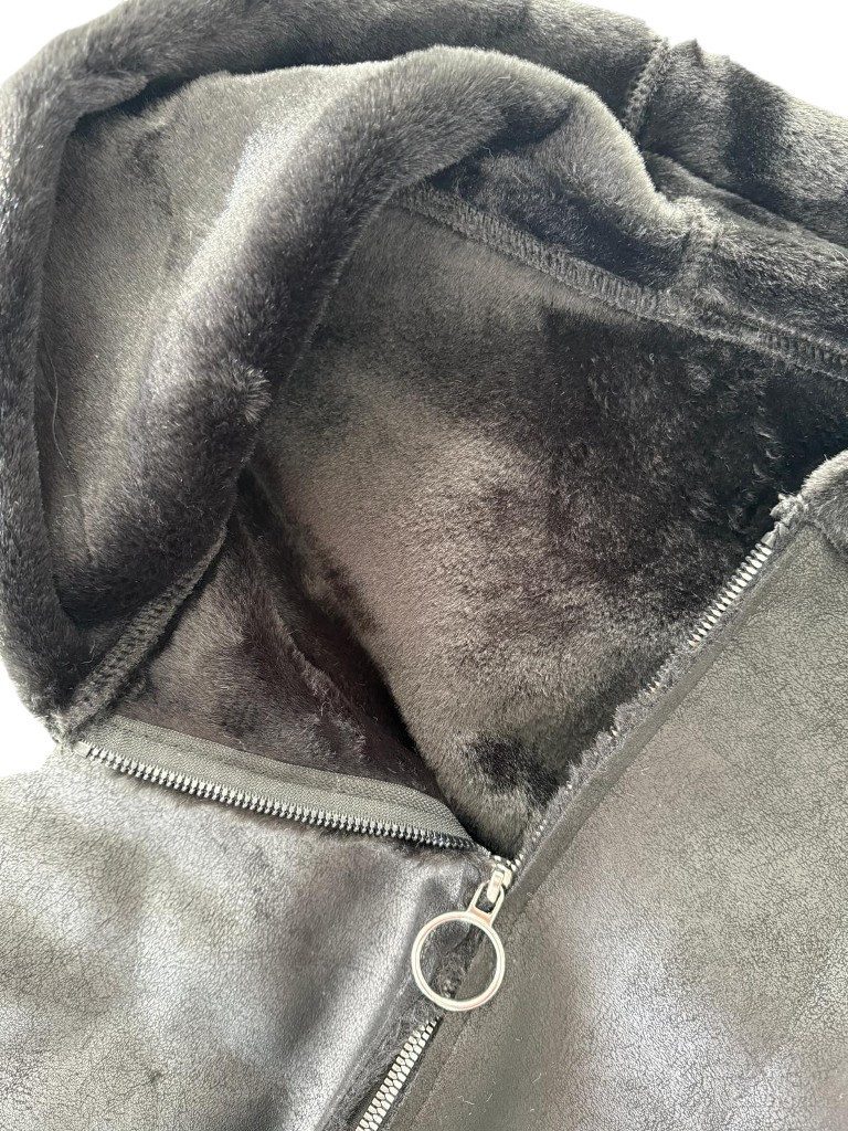 Mississhop Fellimitatmantel Damen Kunstfelljacke mit Kapuze 36-40 Mod.397