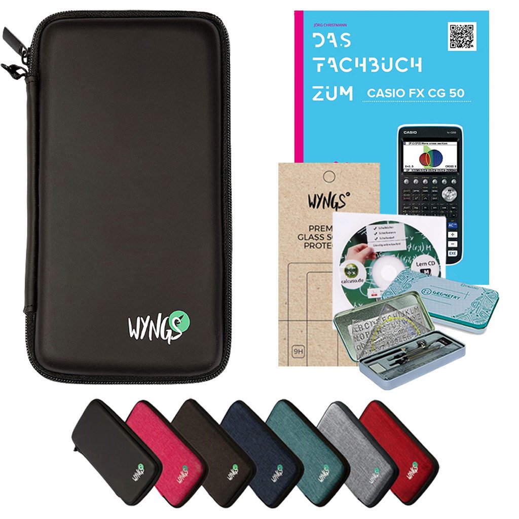 CALCUSO Taschenrechner Zubehör zum Casio fx-CG50 Grafikrechner - Schwarz - Premium Set