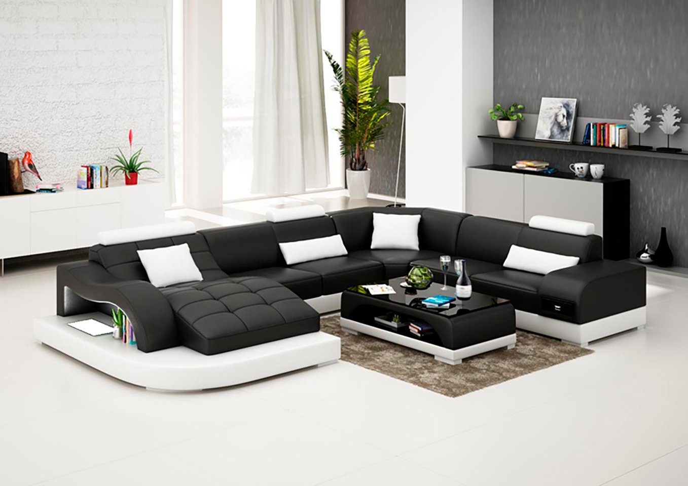 JVmoebel Ecksofa, Leder Eck Sofa Eck Wohnlandschaft Design Modern Couch Sofas UForm