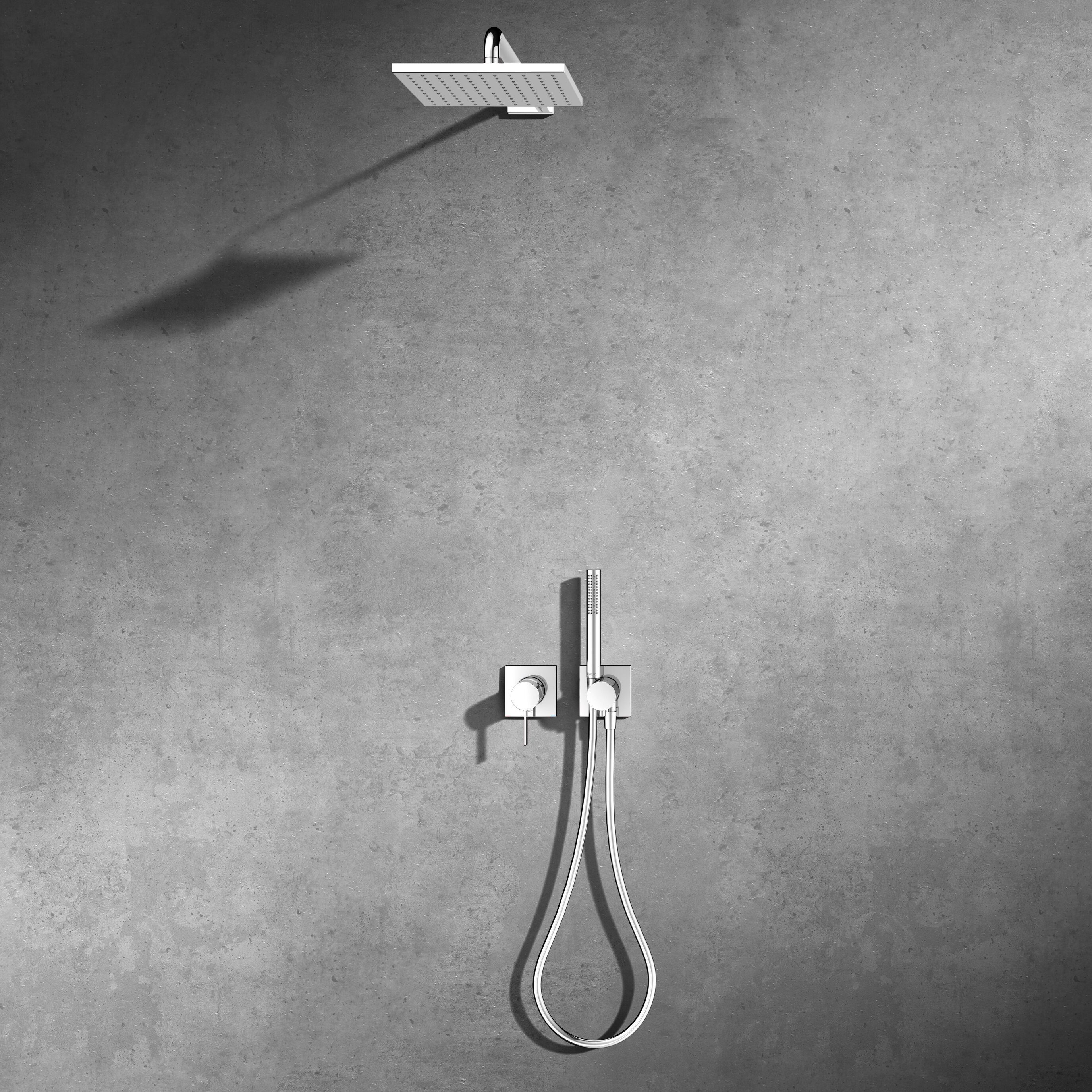 Keuco Duschsystem IXMO, Höhe 100.00 cm, Set, 1 tlg., Einhebelmischer, Hand- & Kopfbrause, verchromt, eckige Rosetten