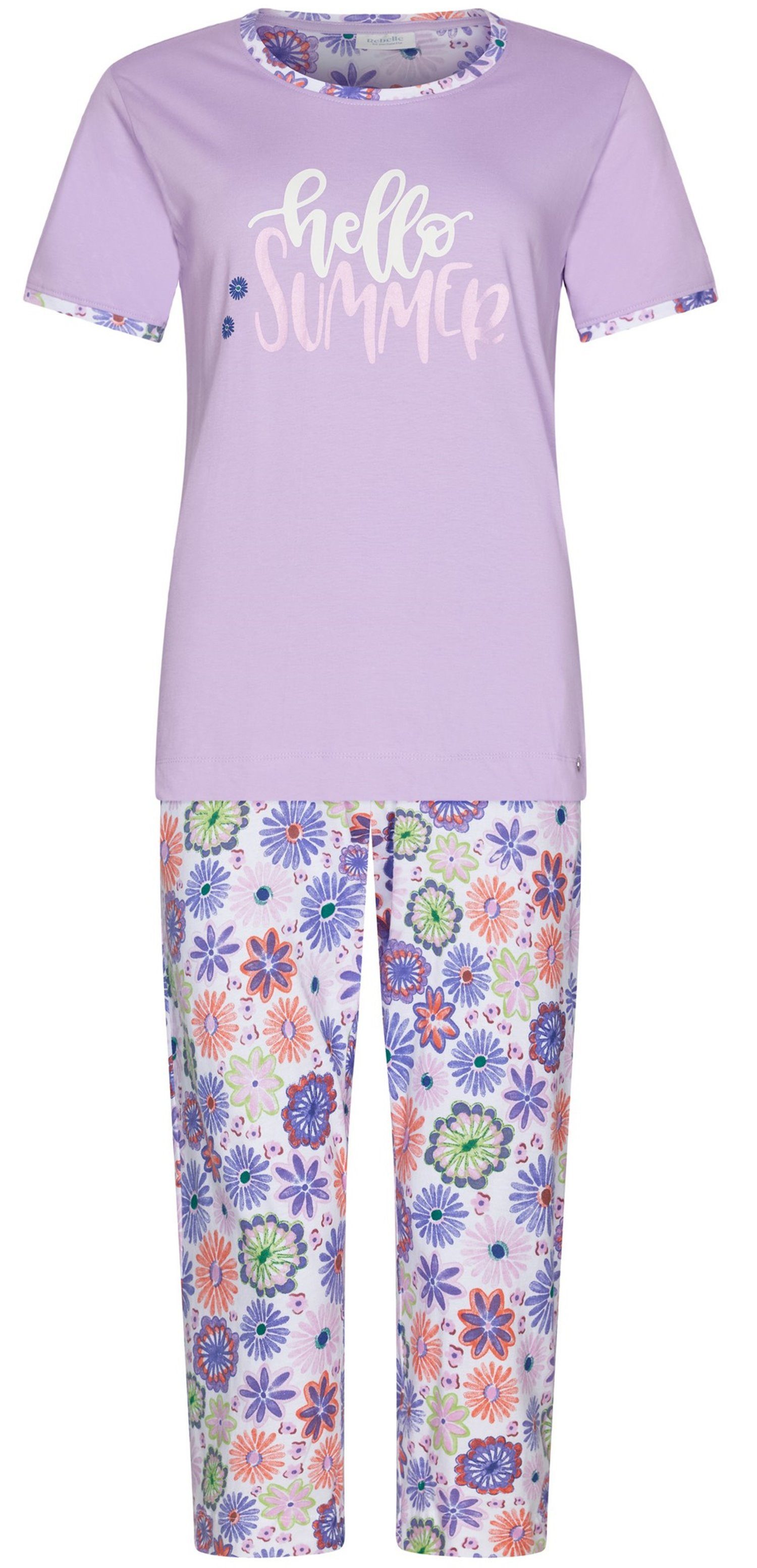 Rebelle Capri-Pyjama Modischer Damen Capri Pyjama (2 tlg) Baumwolle