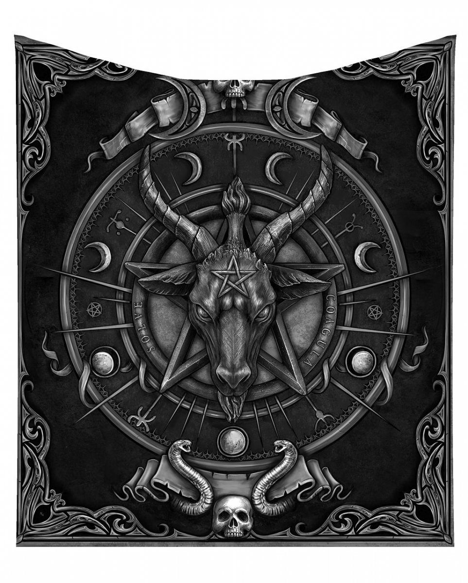 Horror-Shop Tagesdecke Baphomet Tagesdecke mit Ziegenkopf Motiv