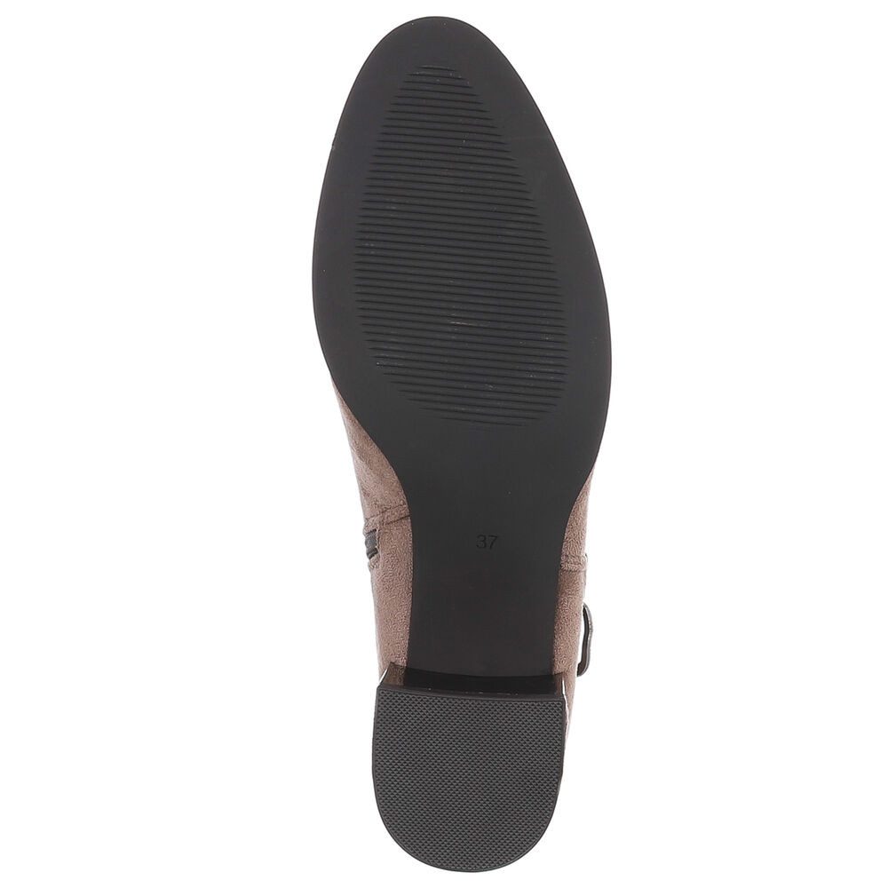 Ital-Design Elegante Stiefeletten mit Reißverschluss und Blockabsatz Stiefelette (90851816) Blockabsatz Stiefeletten in Hellbraun – Bild 3 von 5