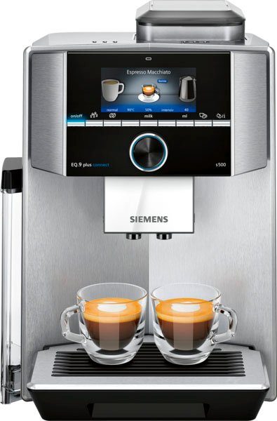 SIEMENS automatische Kaffeevollautomat bis connect EQ.9 TI9558X1DE, leise, extra Profile 10 zu plus Reinigung, individuelle s500