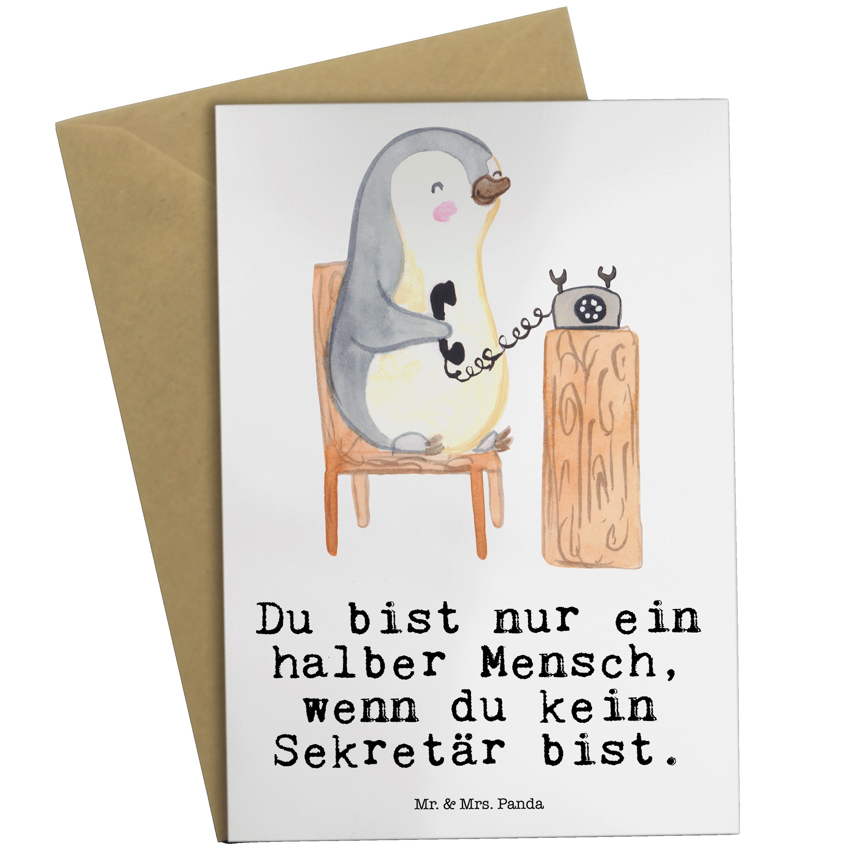 Karte, Danke, - Grußkarte Mr. & Panda Weiß Rente, - Herz mit Geschenk, Hochzeitska Sekretär Mrs.