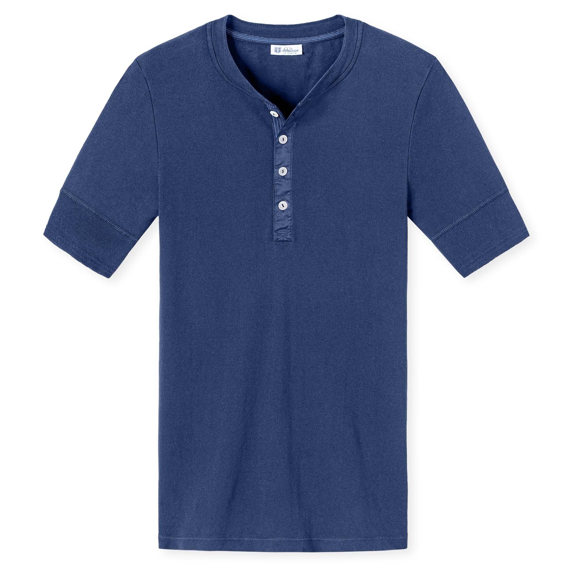 SCHIESSER REVIVAL T-Shirt Herren Shirt, 1/2 Arm, Kurzarm Unterhemd Blau