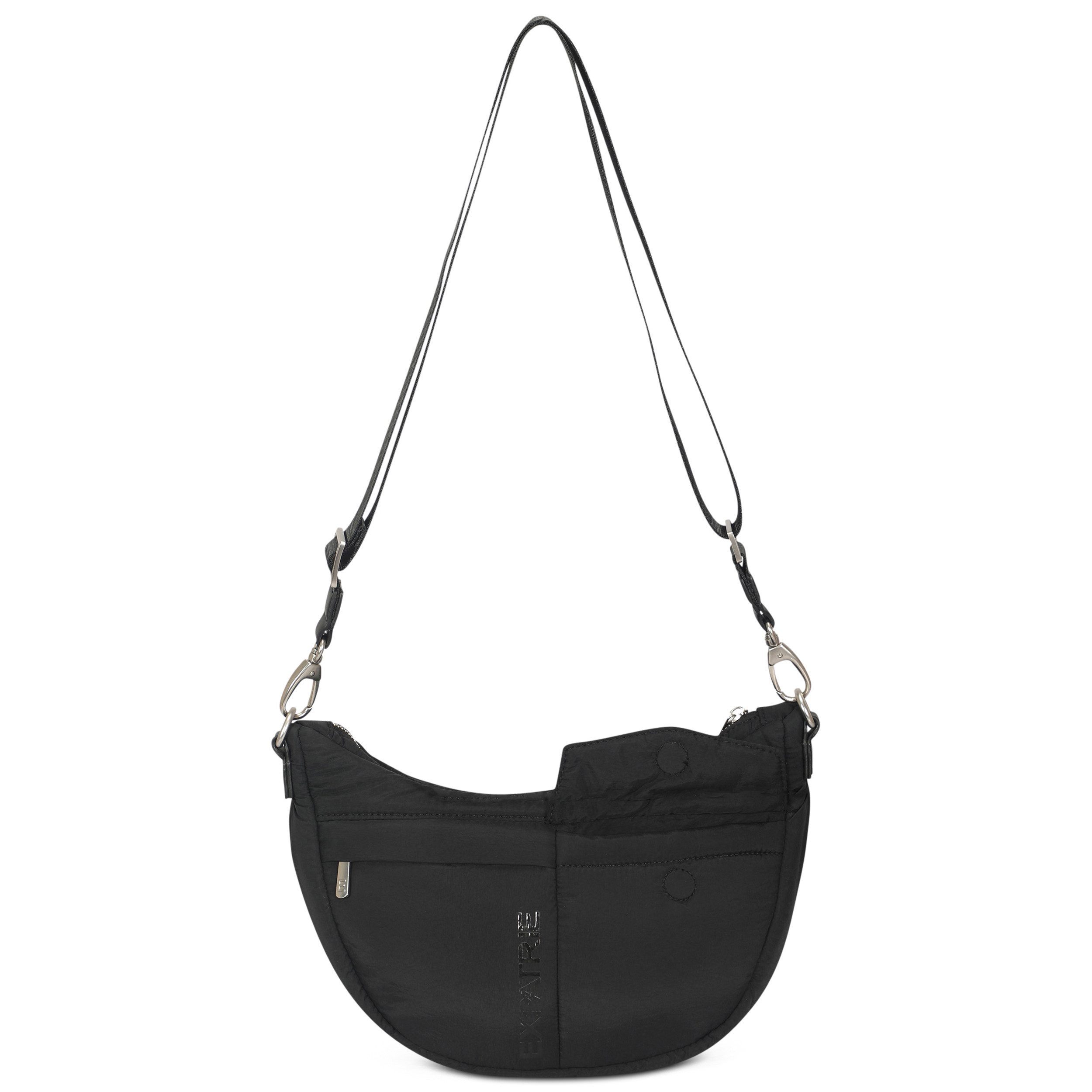 Expatrié Umhängetasche Vivy Half Moon Bag im Puffy Design, Stylische Nylon Crossbody Bag in Halbmond Form, Wasserabweisend