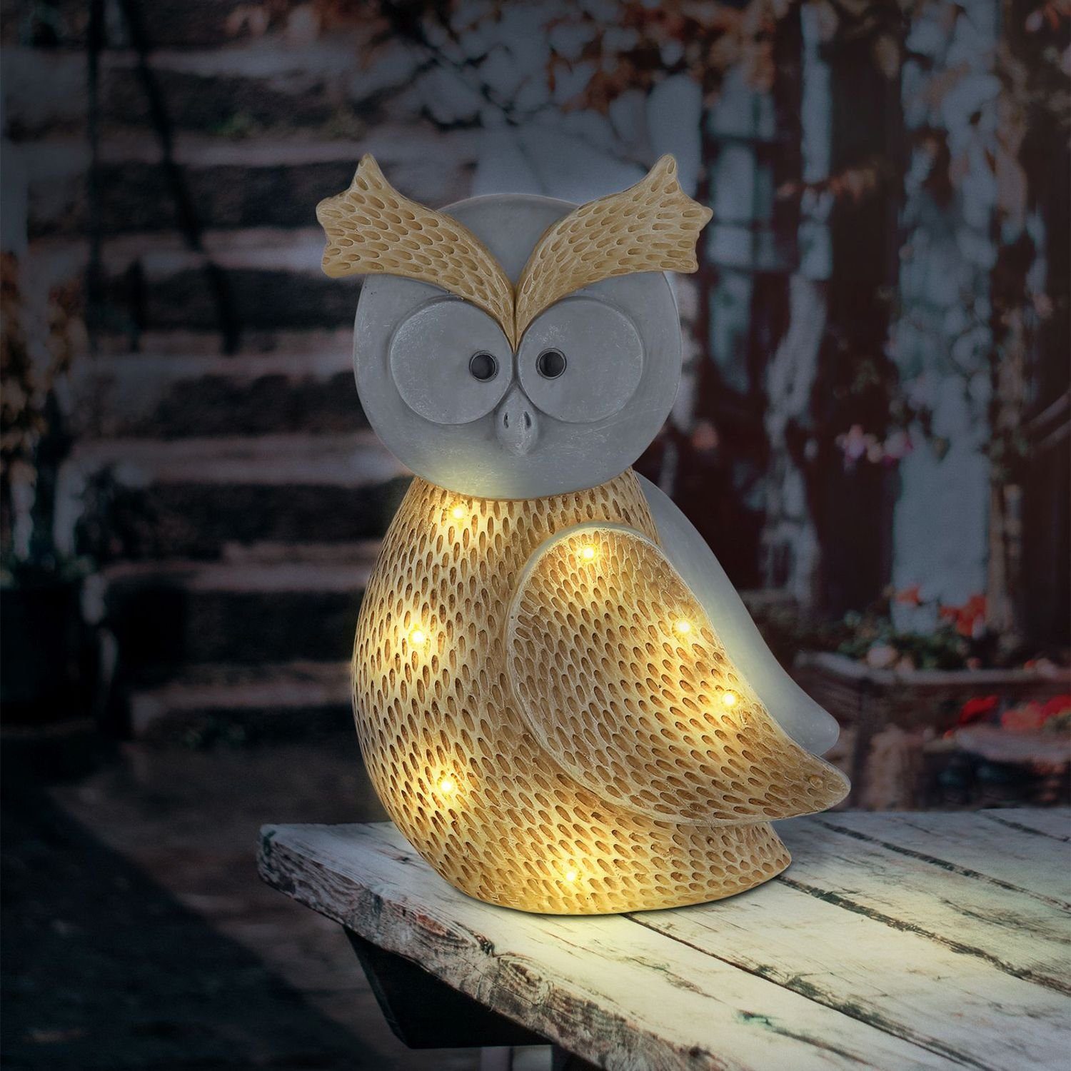 GLOBO LEUCHTEN LED Solarleuchte »GLOBO Solarleuchte Garten Eule 28 cm