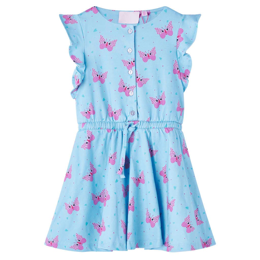 Druckkleid Kinderkleid mit Knöpfen Ärmellos Blau 116