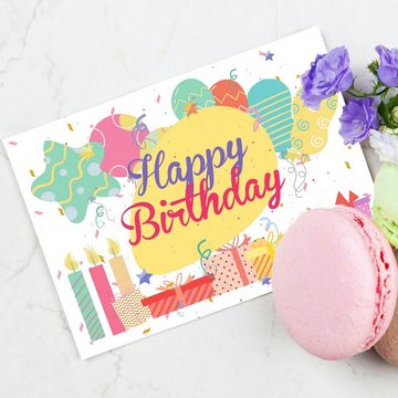 Domelo Geburtstagskarte Geburtstagskarten 16er Set mit Umschlag, Happy Birthday Postkarten, Grußkarten 16er Set, Kraftpapier Karten zum Geburtstag