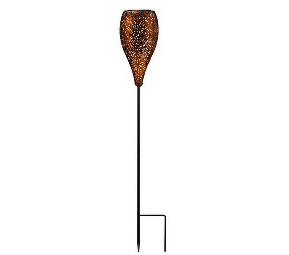 EZ SOLAR Gartenstecker Solar LED Vintage Gartenstecker ZARA Kupferfarben Form: Kelch, 2 LEDs warmweiß 2700K