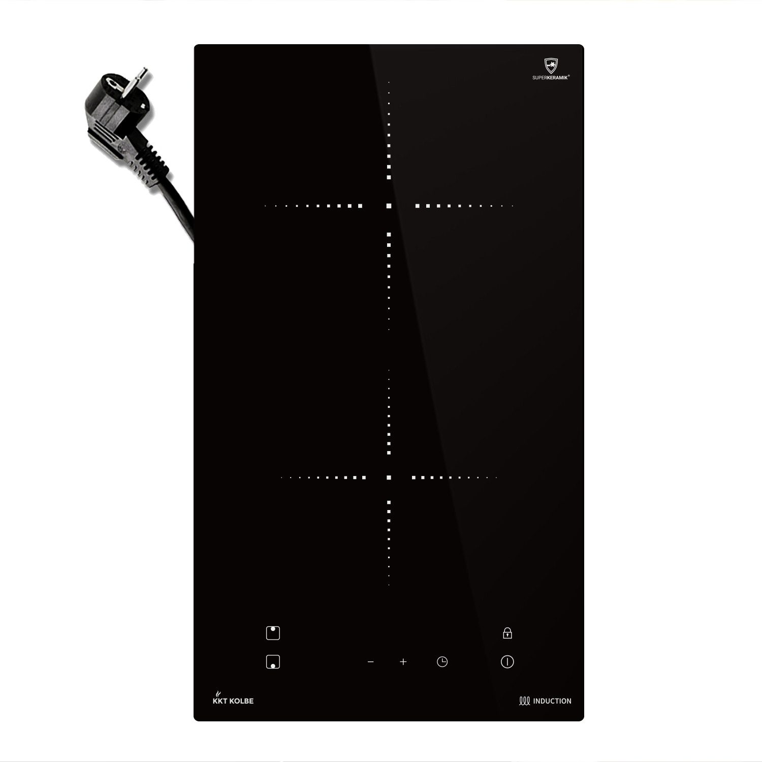 KKT KOLBE Elektro-Kochfeld IND294, 30cm / Autark / 9 Stufen / 2 Zonen / Rahmenlos / Sensortasten & LED