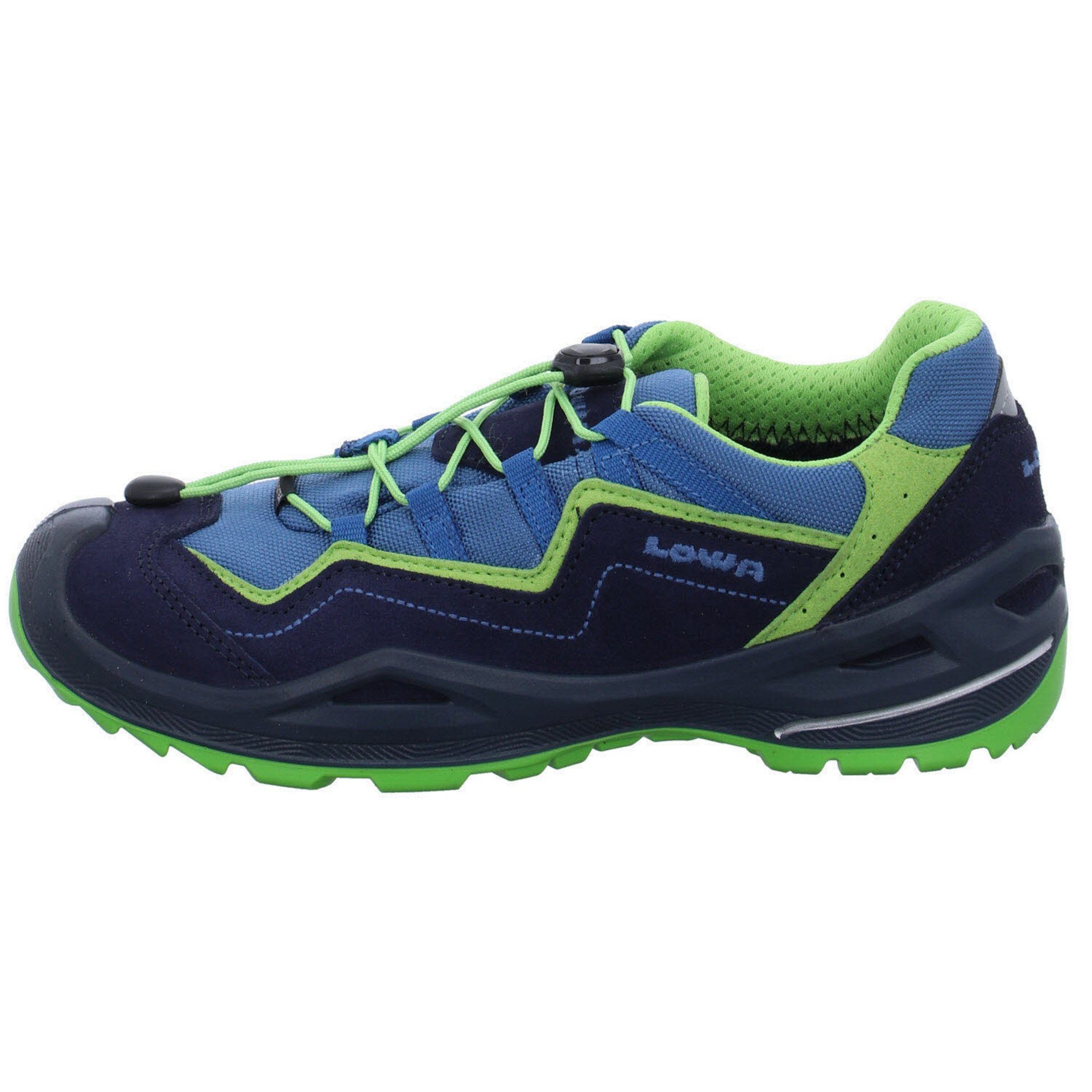 Outdoorschuh dunkelblau/neon Jungen Schnürhalbschuhe Lowa Leder-/Textilkombination