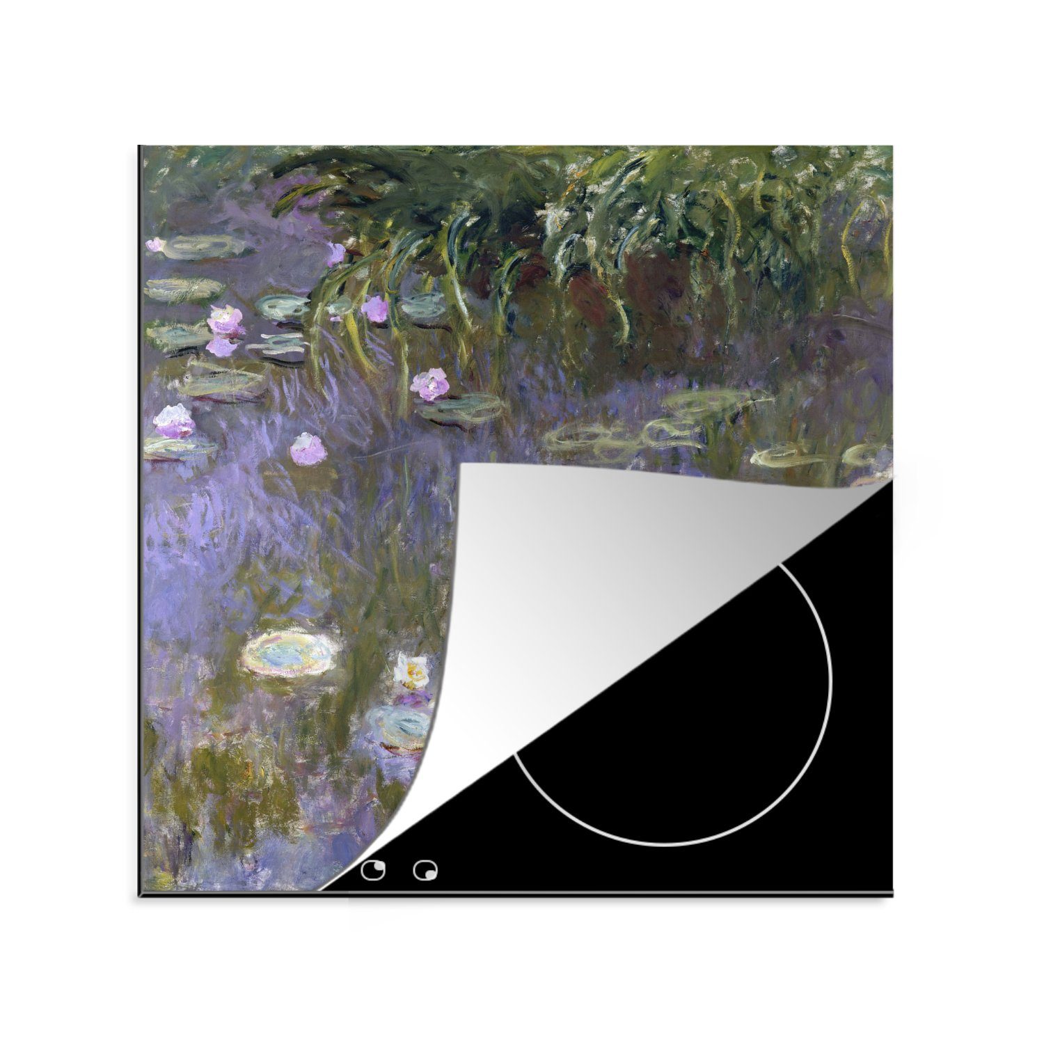 cm, - für Vinyl, Arbeitsplatte Seerosen Monet, küche (1 MuchoWow Claude tlg), 78x78 Ceranfeldabdeckung, Herdblende-/Abdeckplatte