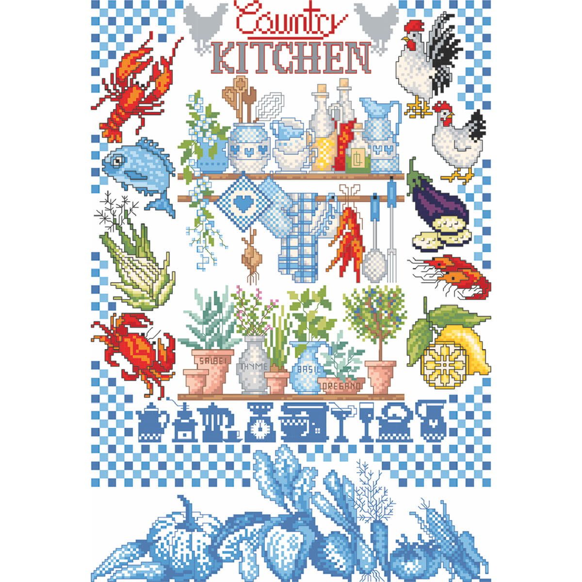Lindner´s Kreuzstiche Kreativset Lindner´s Kreuzstich Zählmuster Vorlage "Country Kitchen", 158, (embroidery kit by Marussia)