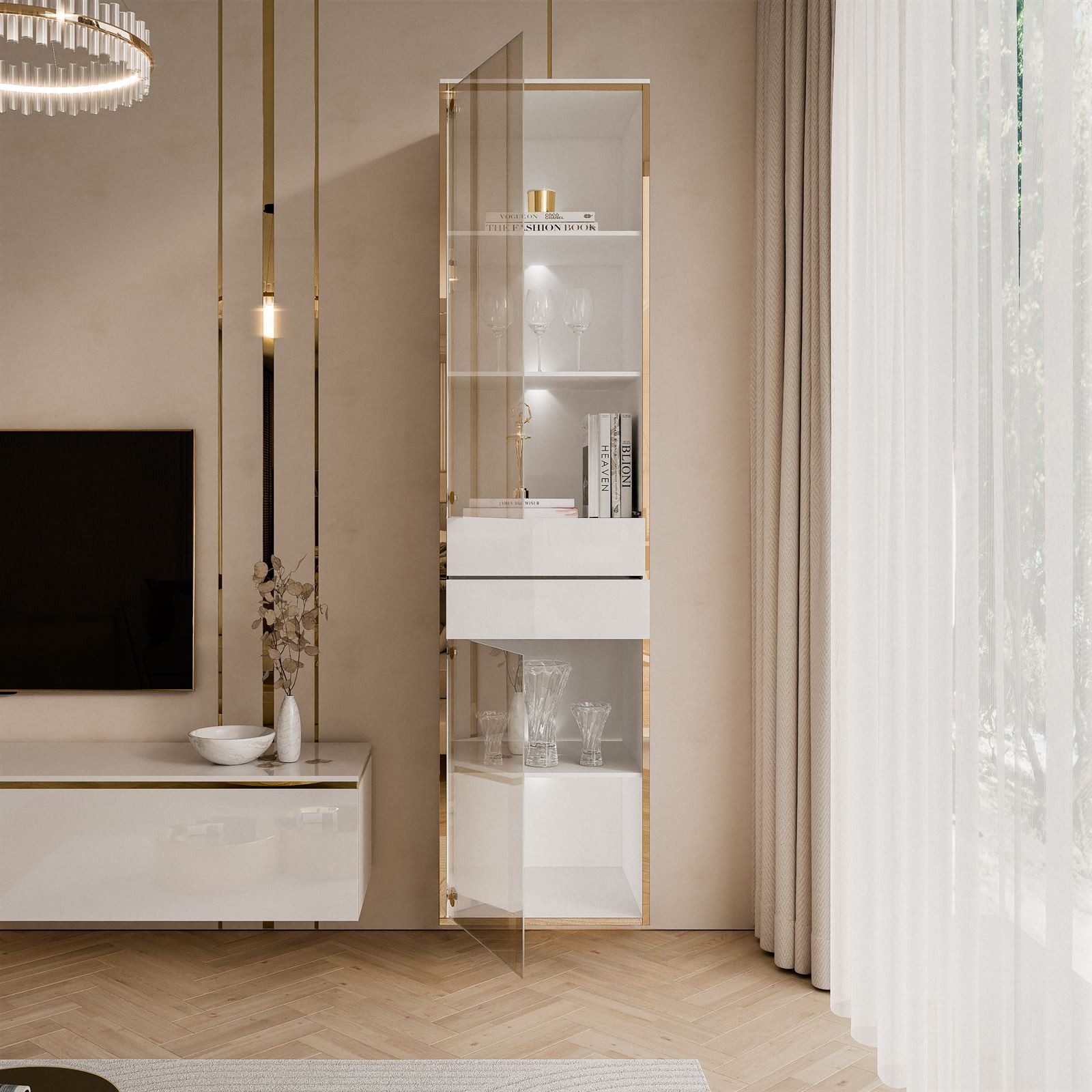 Lookway Glasvitrine AURORA mit LED-Beleuchtung Breite: 45 cm – Bild 4 von 5