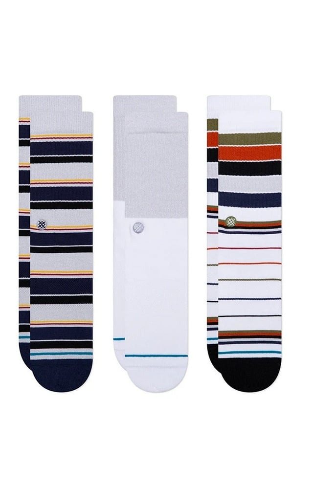 Stance Socken Tagessocke Crew Destin mehrfarbig weiss/grau/bunt - 3 Paar