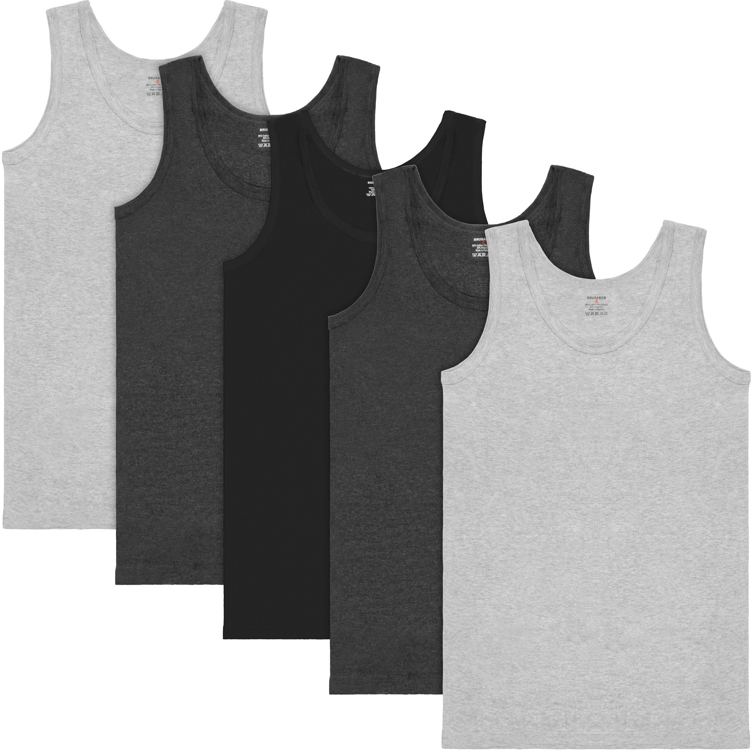 BRUBAKER Tanktop Classic Herren Unterhemd Tank Top (5er-Pack) Schlichtes Ba günstig online kaufen