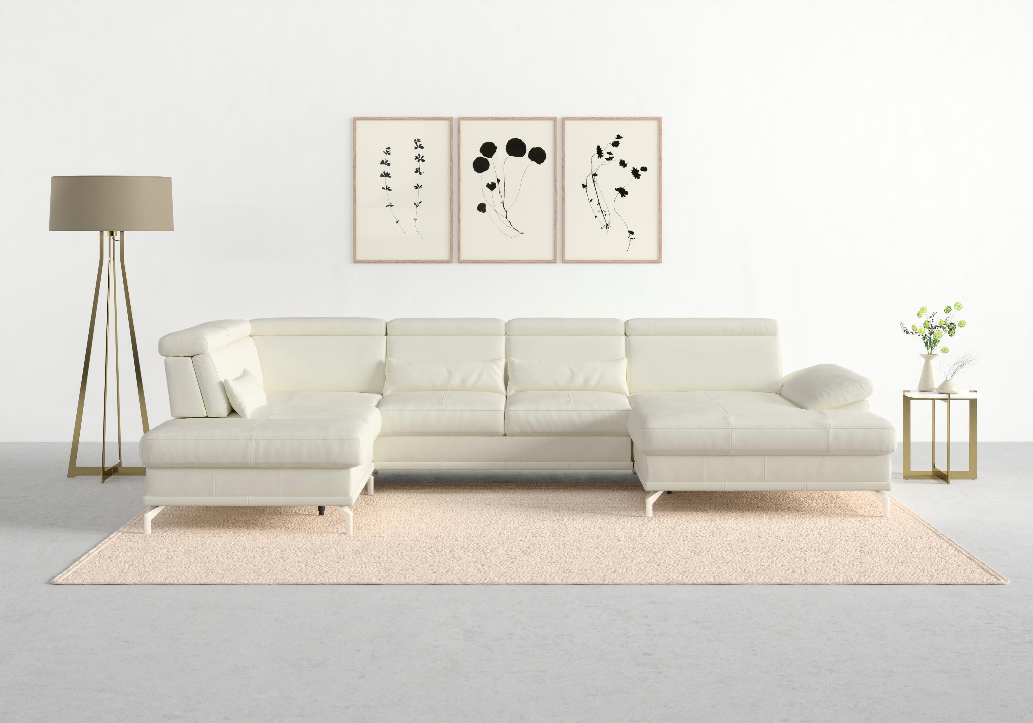 sit&more Wohnlandschaft Cabrio U-Form, B: 359 cm, mit Sitztiefen-, Arm- & Kopfteilverstellung, 3 Nierenkissen, Federkern, optional Bettfunktion und Stauraum