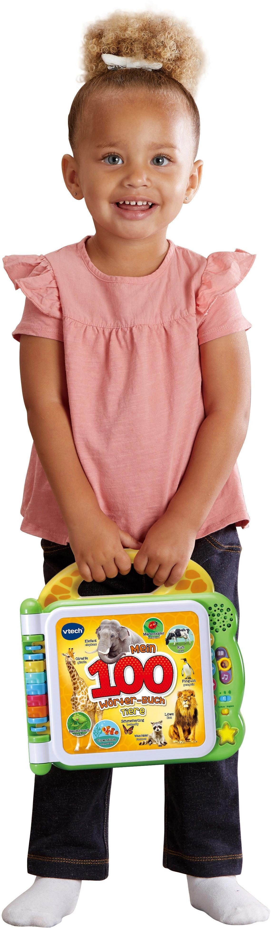 Vtech® Kinderbuch VTechBaby, Mein 100-Wörter-Buch Tiere, grün, mit Licht und Sound