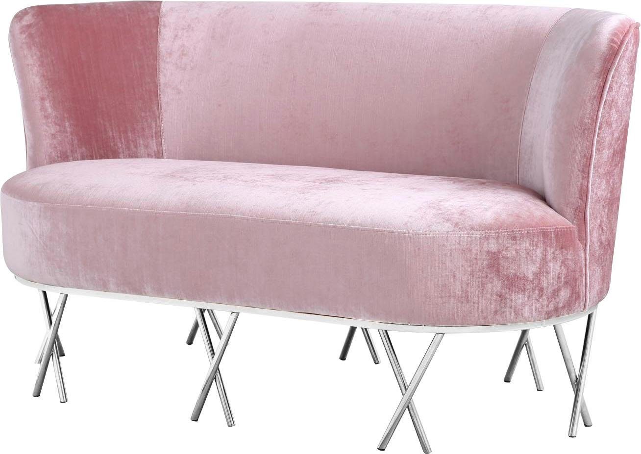 Leonique Sofa Scarlett, mit chromfarbenen Metallfüßen, extravagantes Design